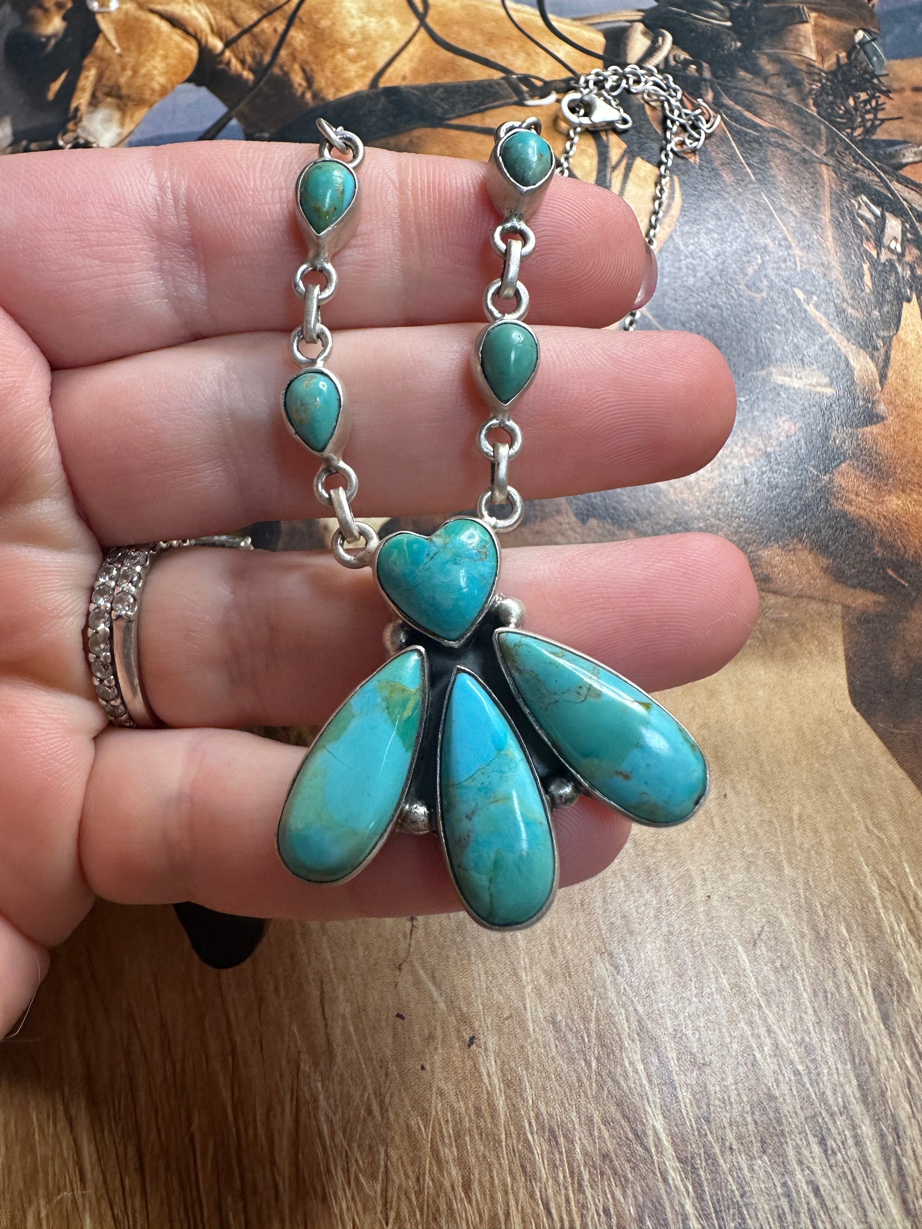 Handmade Sterling Silver & Turquoise Heart Necklace