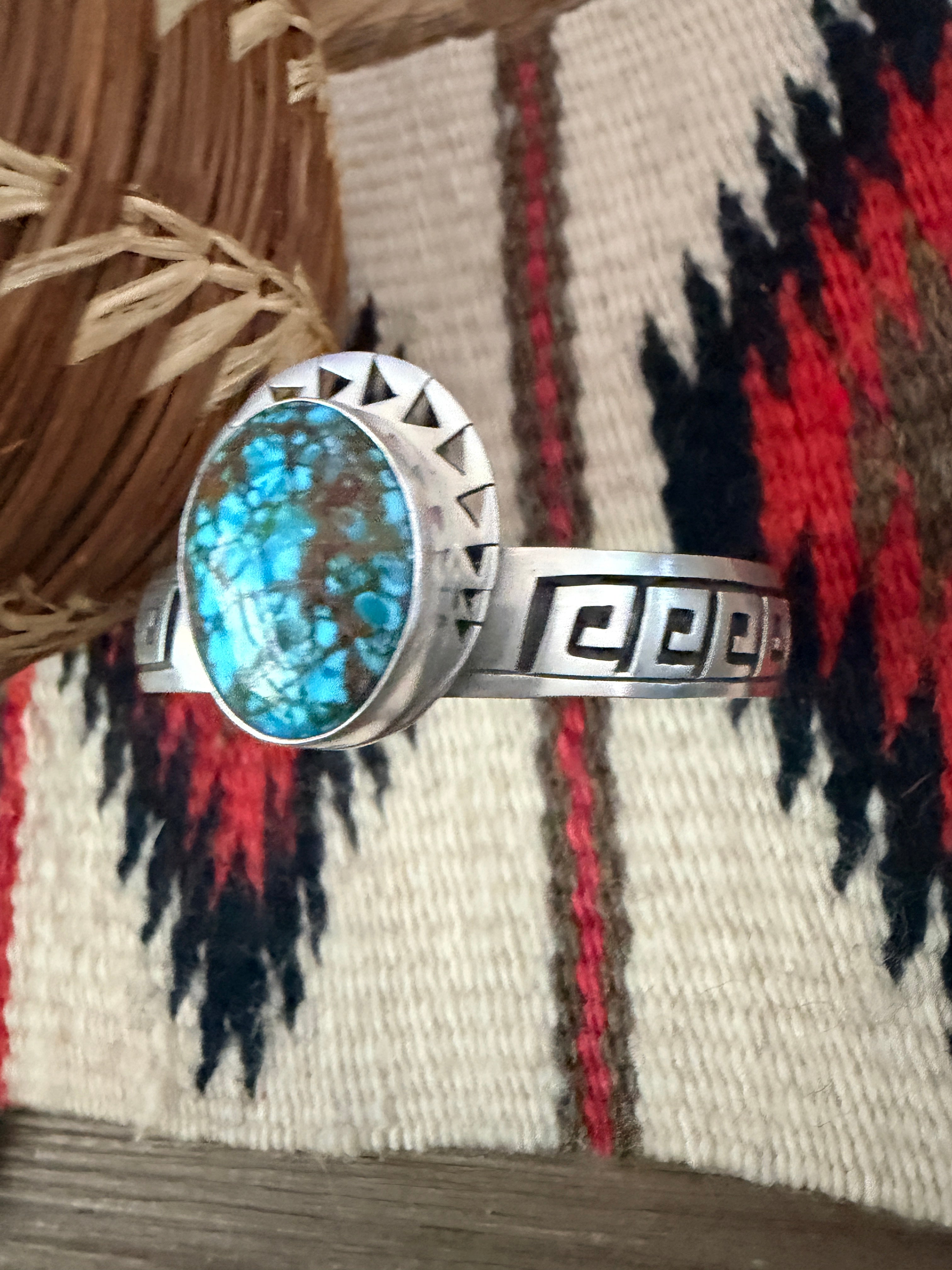 Handcrafted Kingman Web Turquoise & Sterling Silver Cuff Bracelet