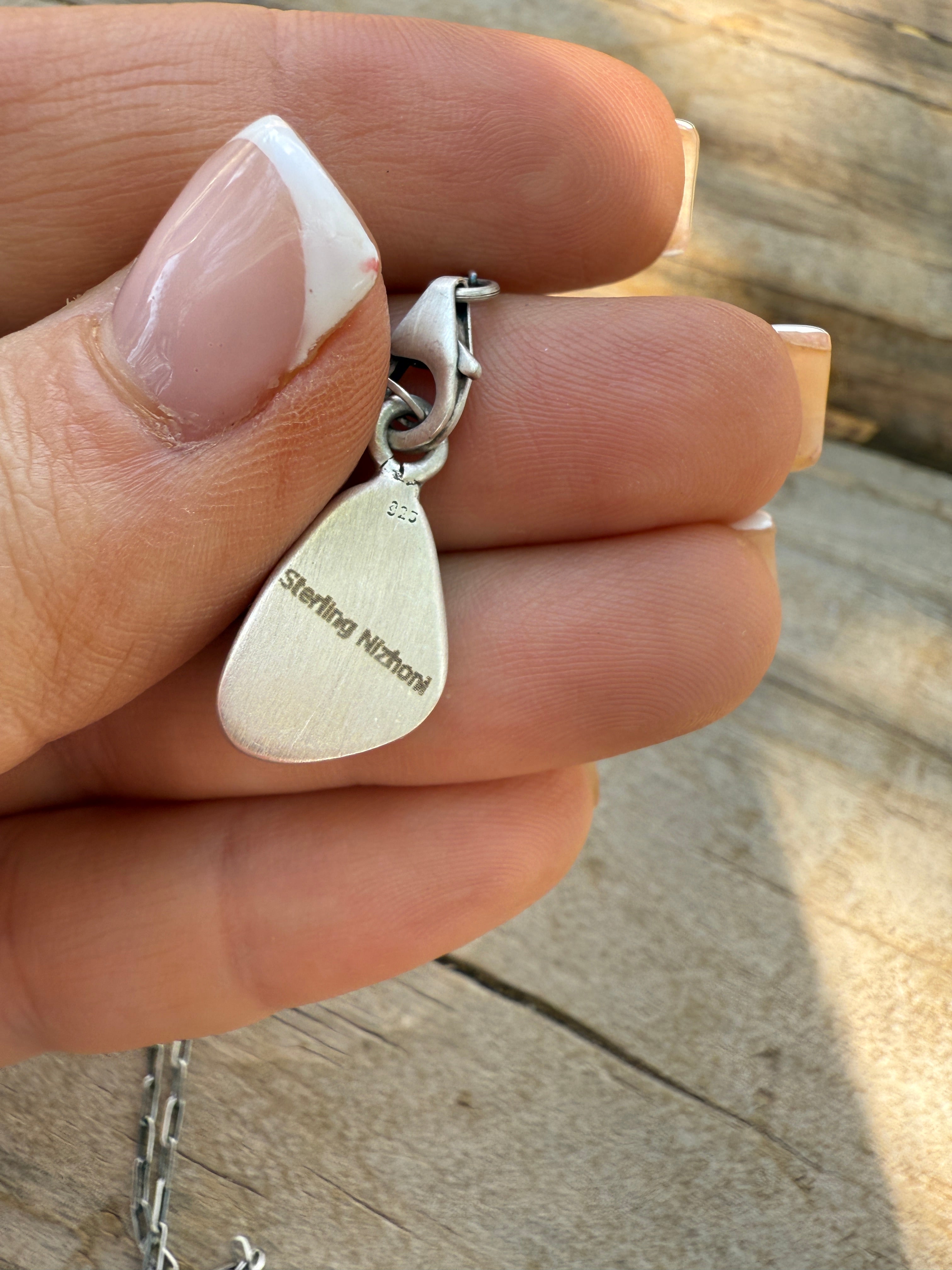 Handmade Sterling Silver Sonoran Mountain Turquoise Single Stone Necklace