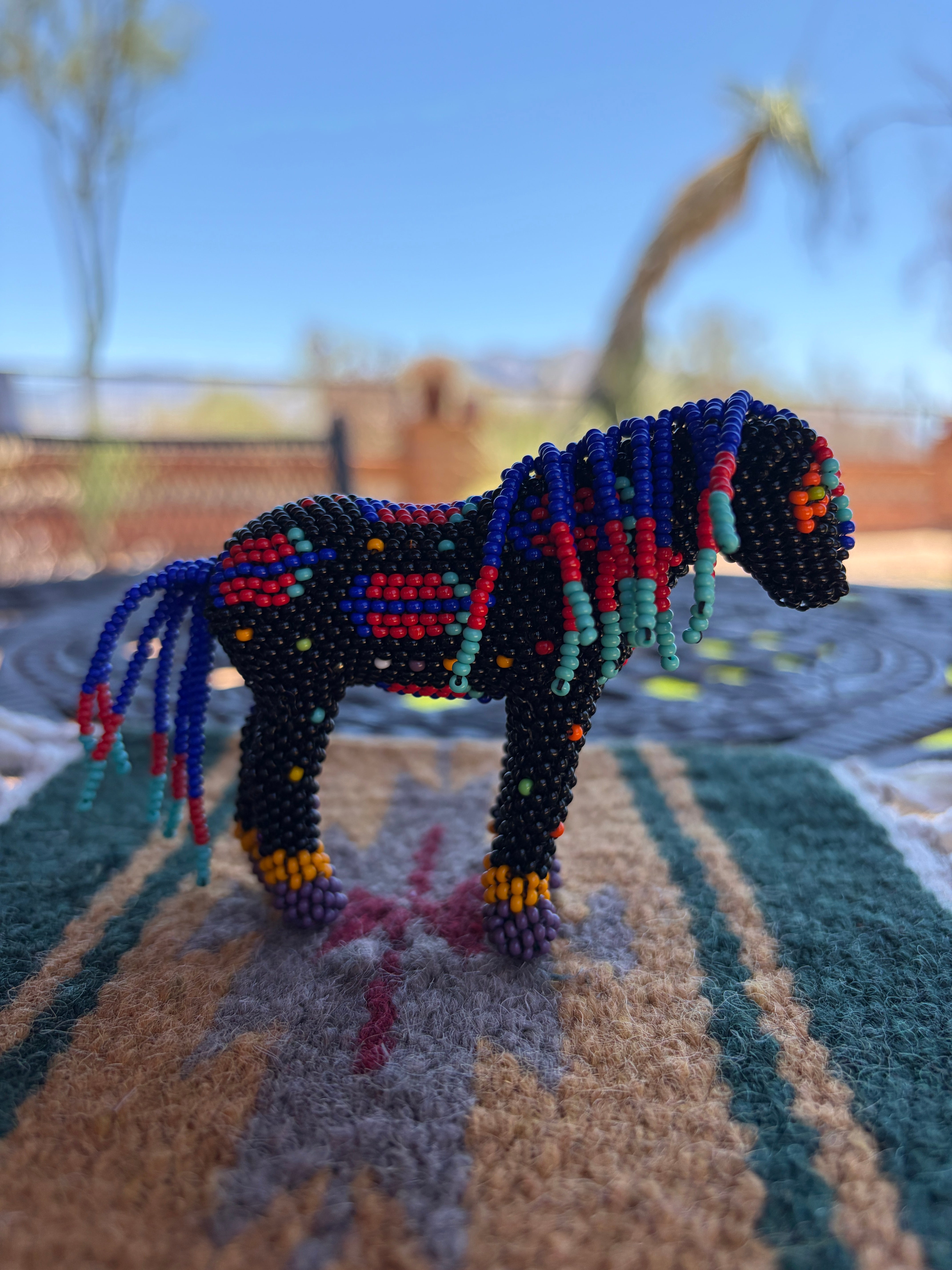 Handmade Peyote Stitched Horse Figurine- Black 15