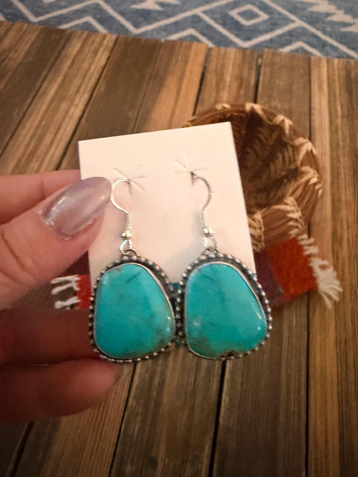 Handcrafted Turquoise & Sterling Silver Dangle Earrings