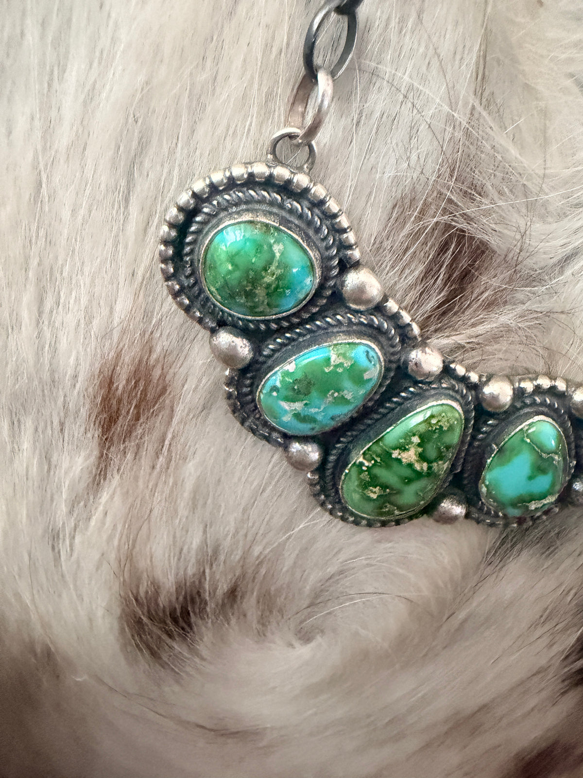 Handcrafted Sonoran Mountain Turquoise & Sterling Silver Necklace and Earring Set