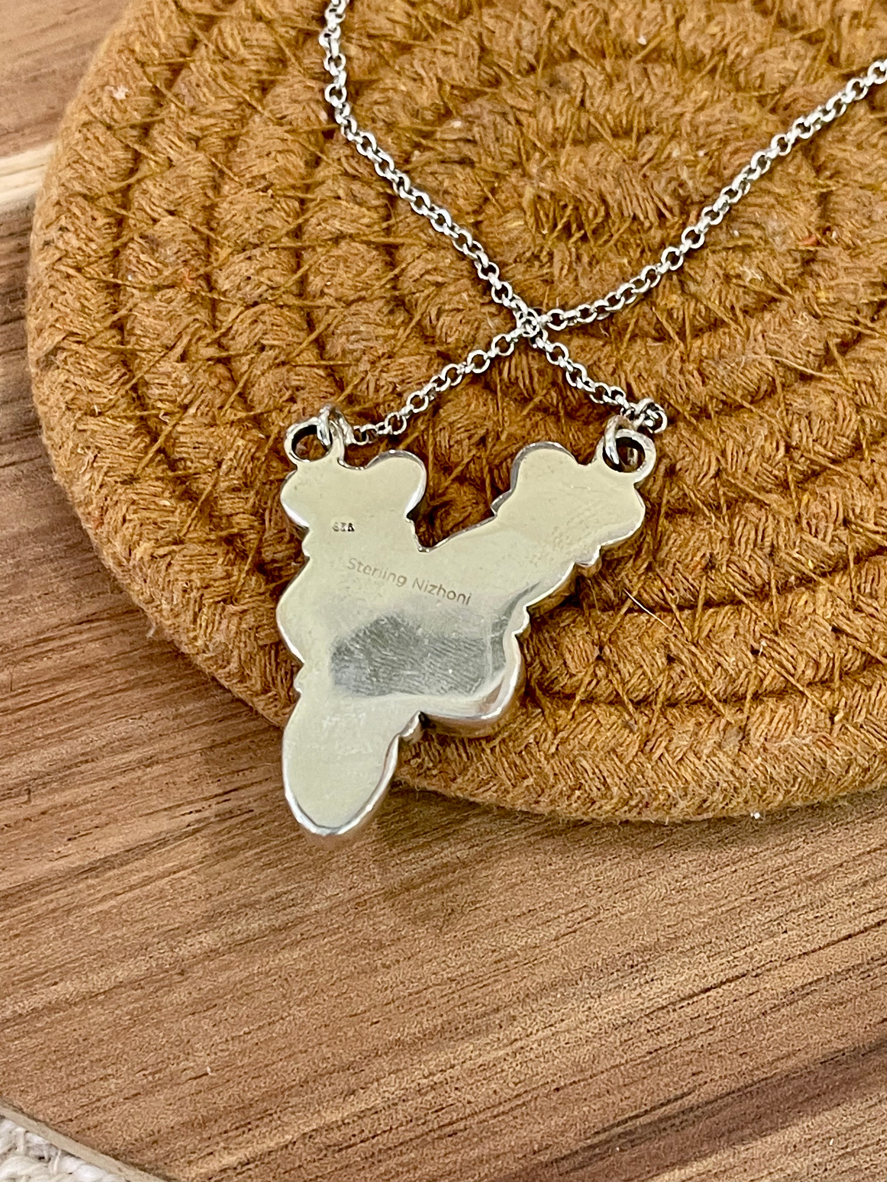 Handmade Sterling Silver, Golden Hills Turquoise & Coral Necklace Signed Nizhoni