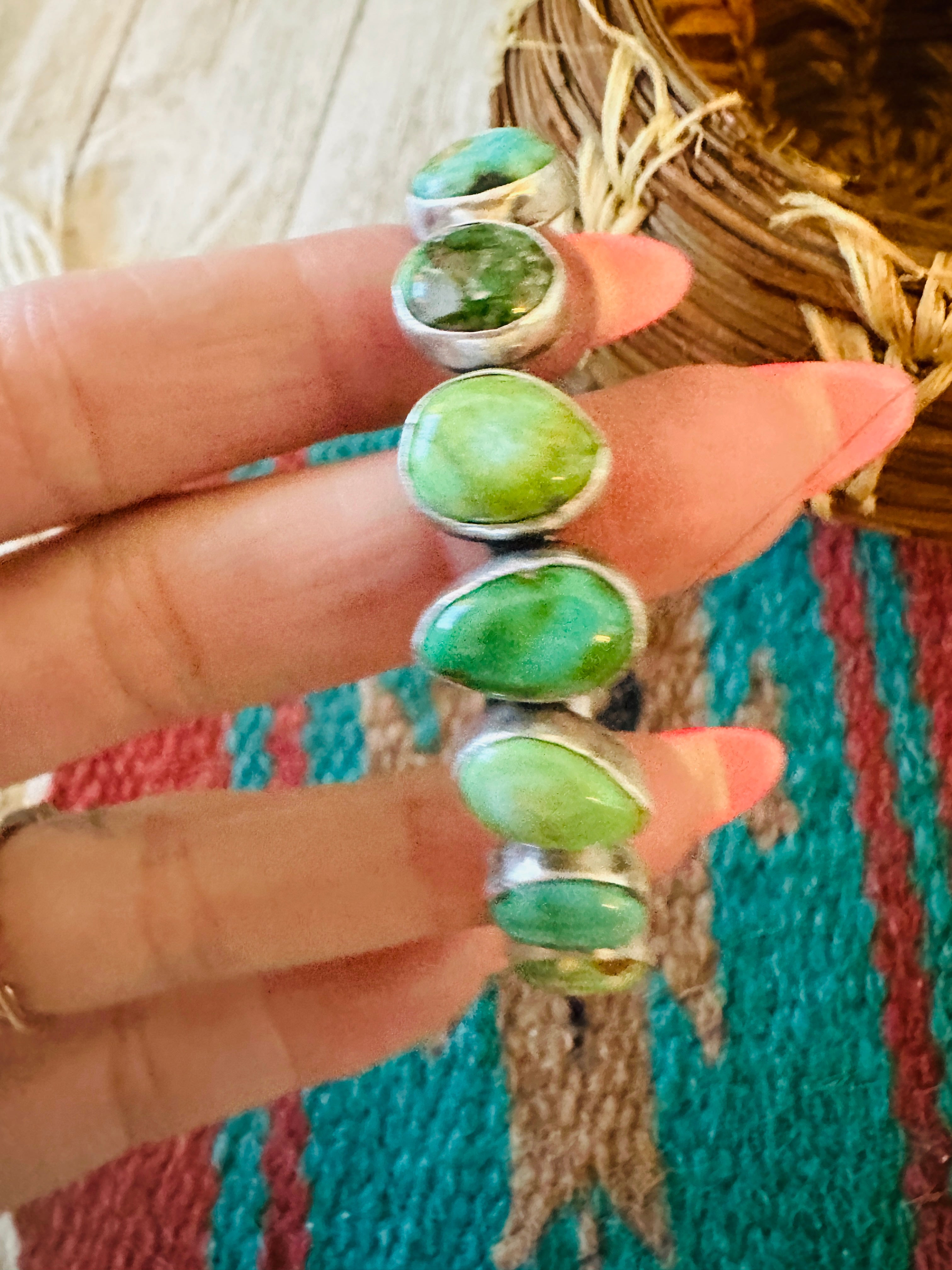 Handcrafted Sonoran Mountain Turquoise & Sterling Silver Cuff Bracelet