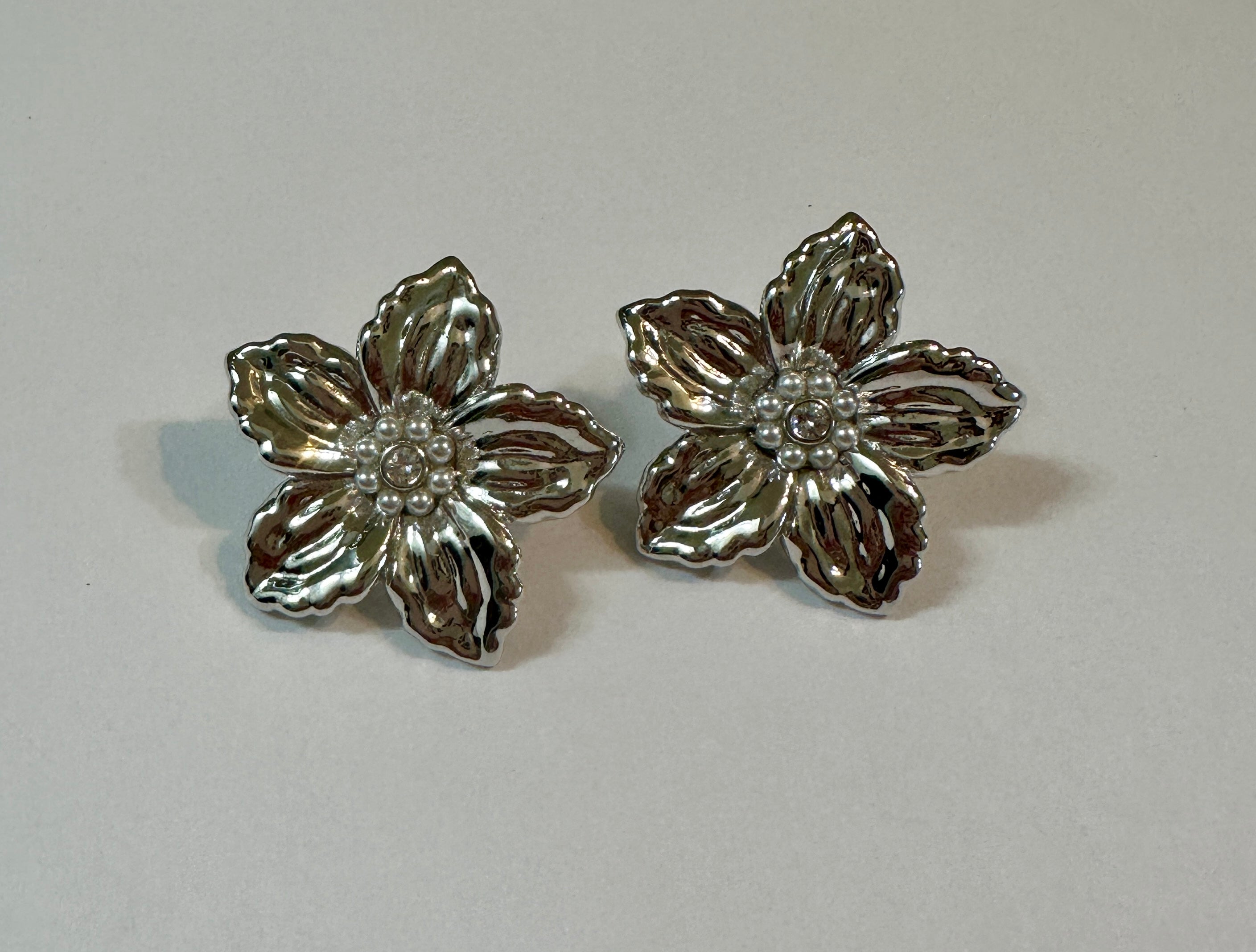 Ottilia Pearl & CZ Flower Stud Earrings