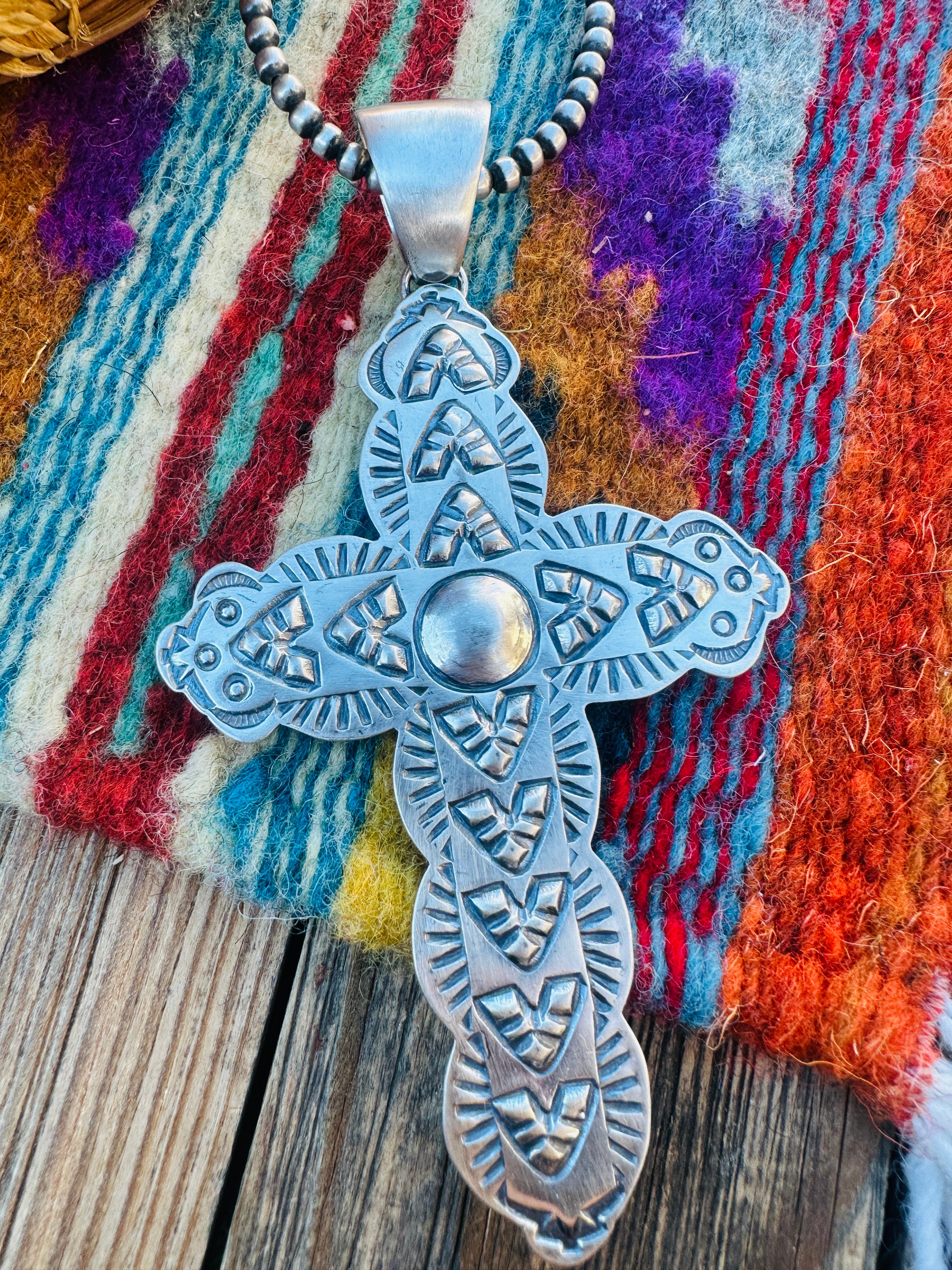 Handcrafted Sterling Silver Cross Pendant by Benson Shorty