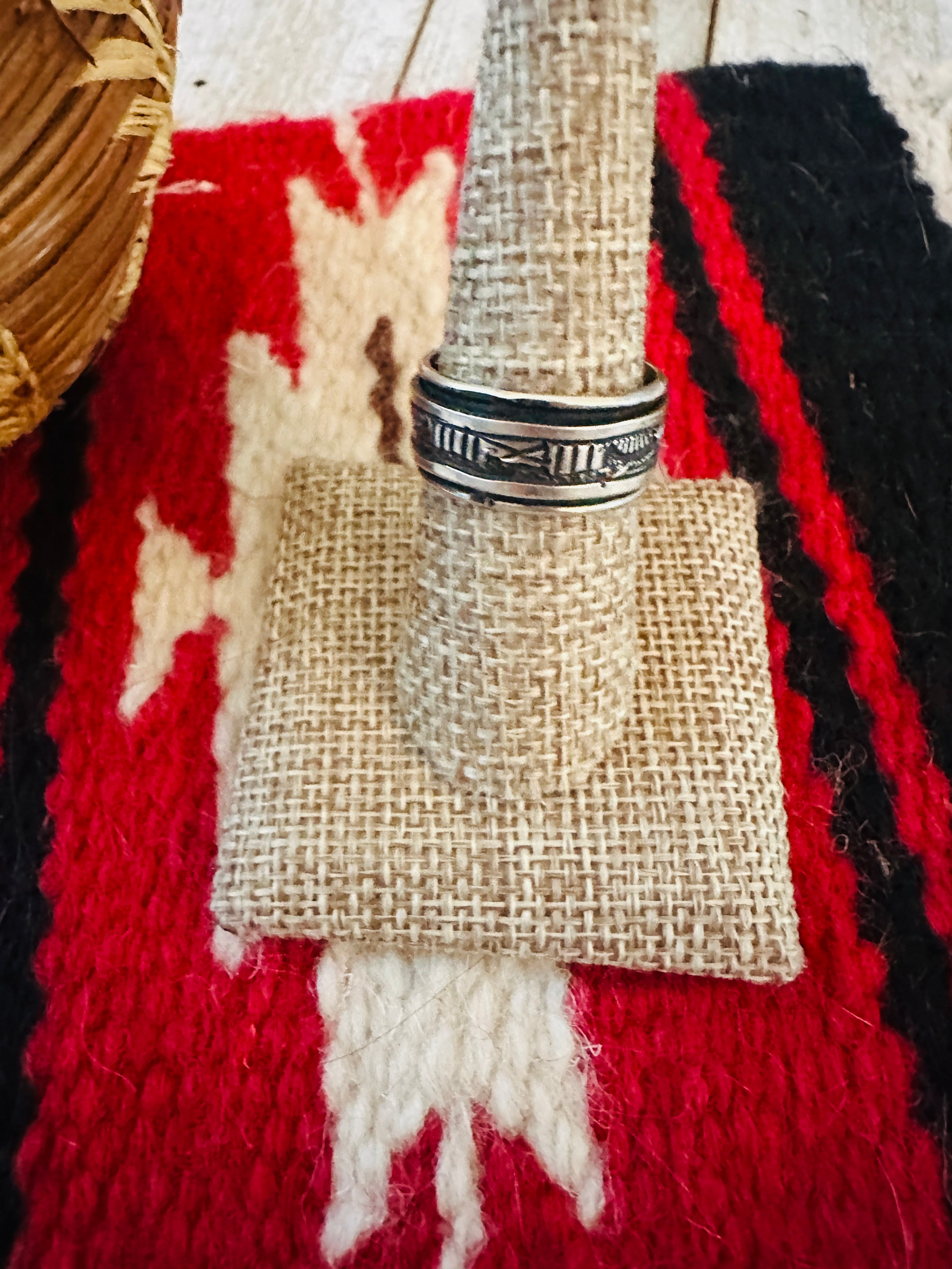 Handcrafted Hand Stamped Sterling Silver Storyteller Ring Size 8