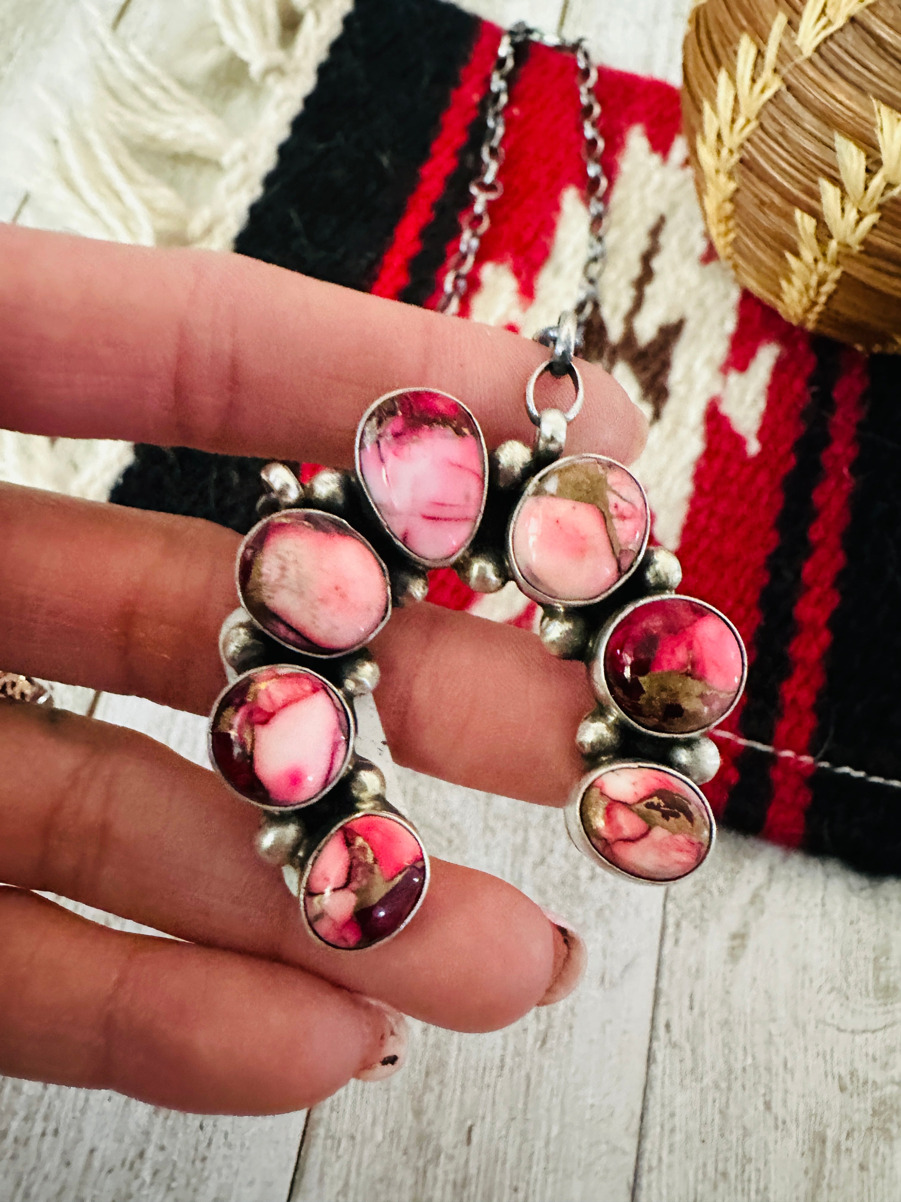 Handcrafted Rose Dahlia & Sterling Silver Naja Necklace