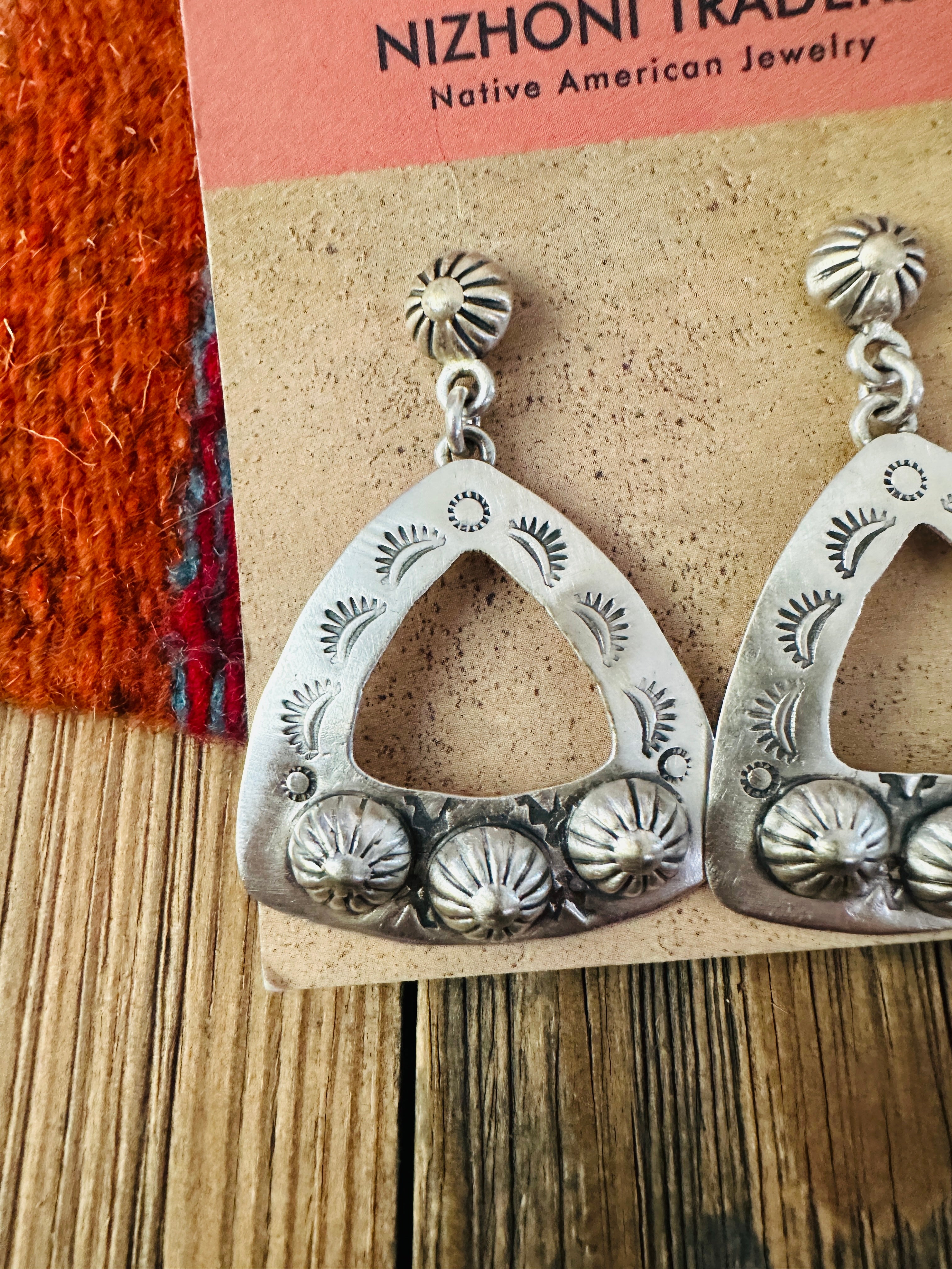 Handcrafted Sterling Silver Concho Dangle Earrings