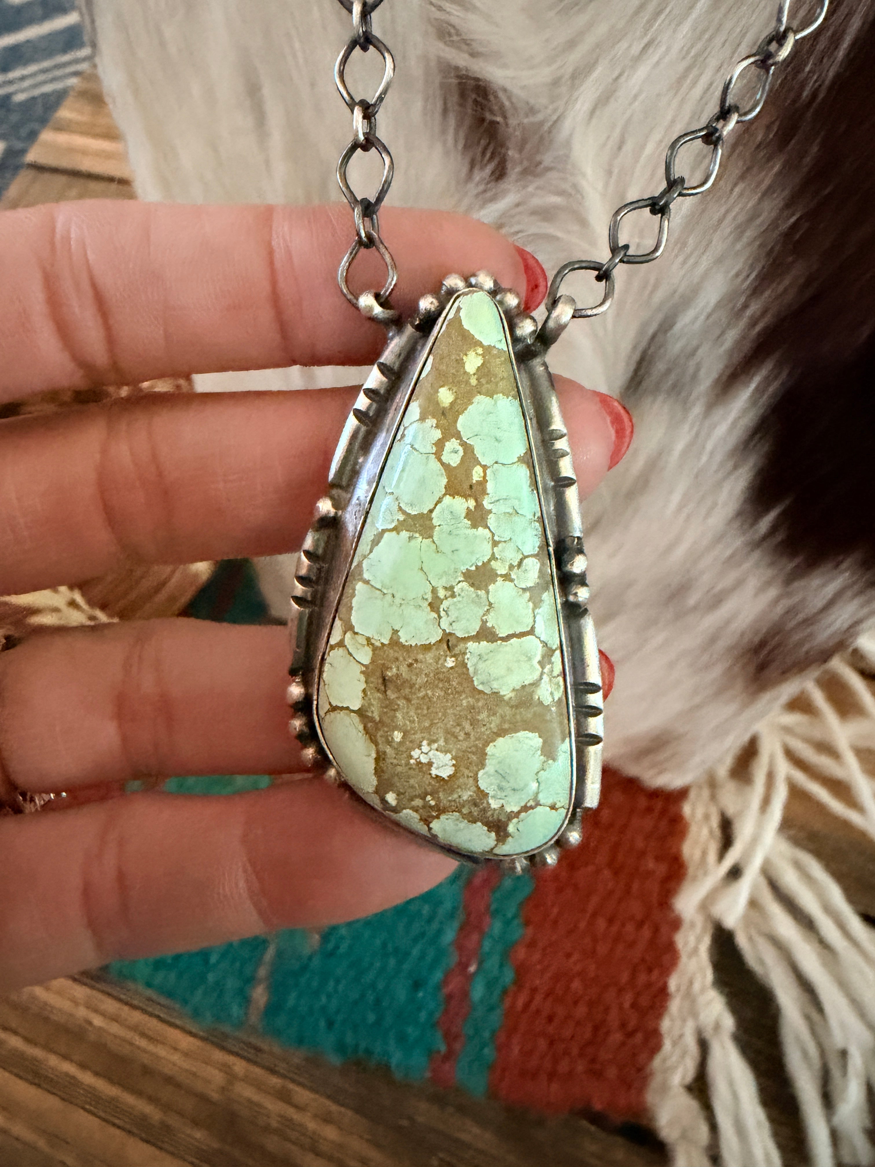 Handcrafted Number 8 Turquoise & Sterling Silver Necklace by Sheila Becenti