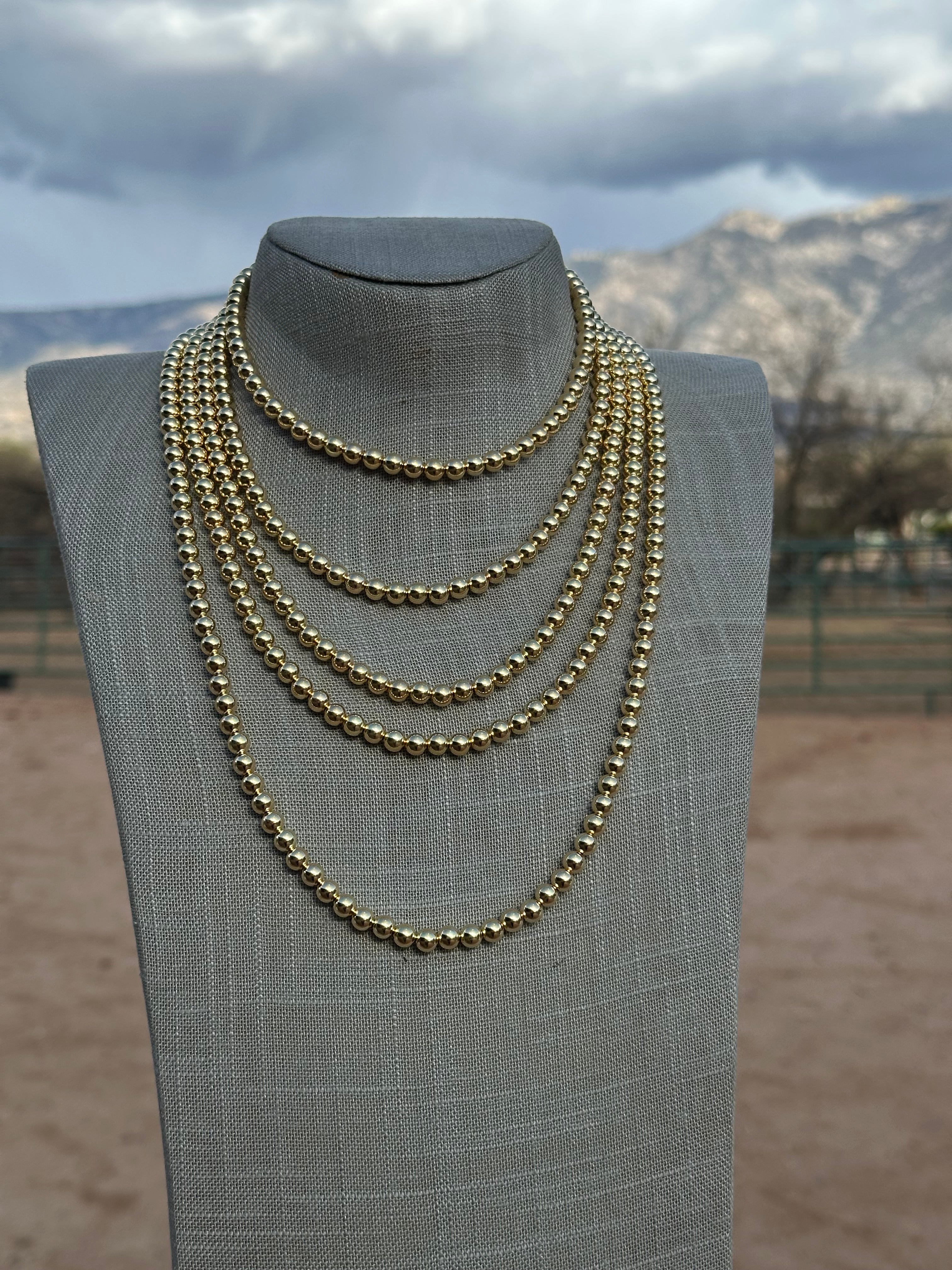 Handcrafted 14kt Gold Overlay & Sterling Silver Beaded 6mm Necklace