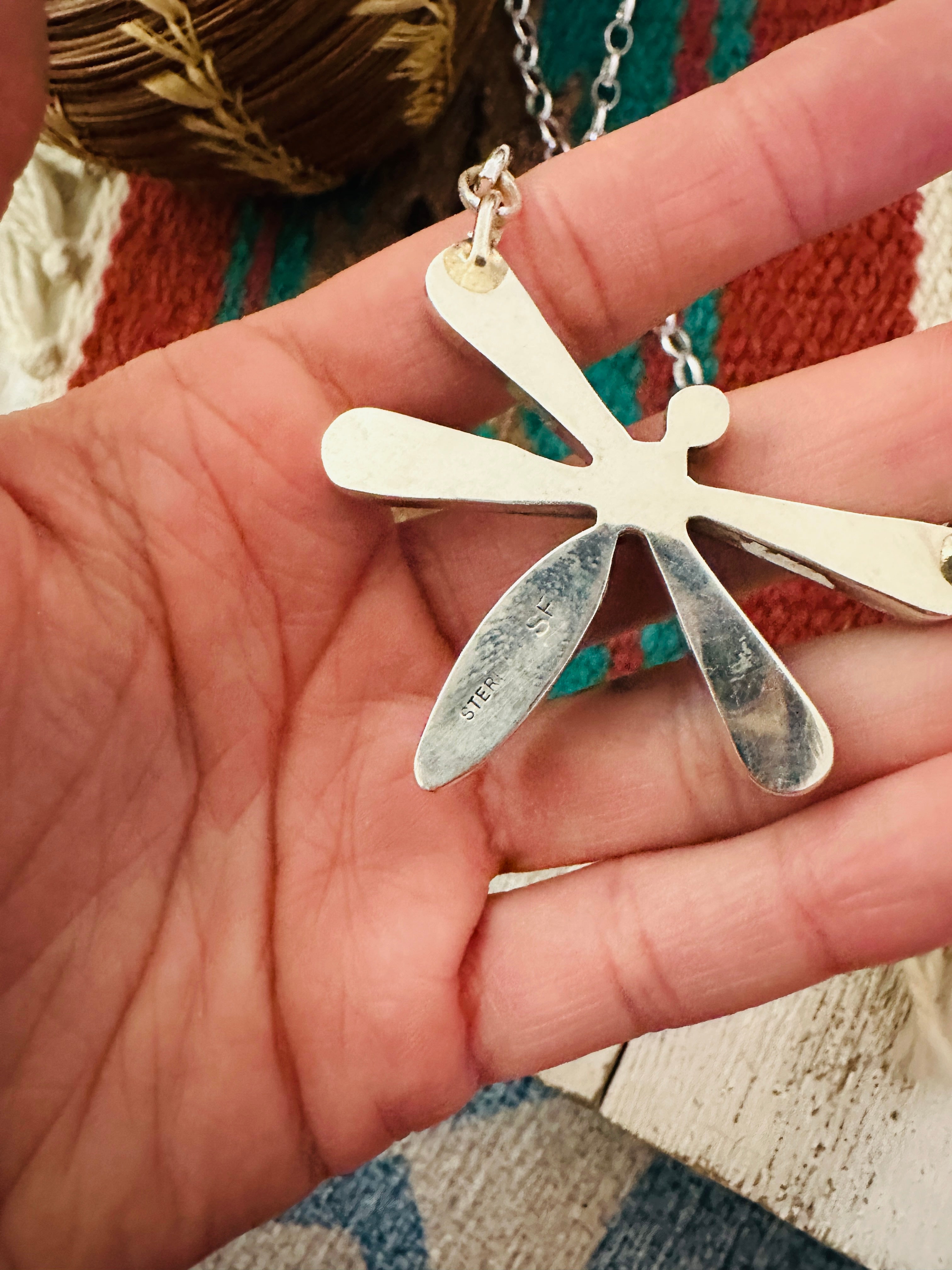 Handcrafted Turquoise & Sterling Silver Dragonfly Necklace