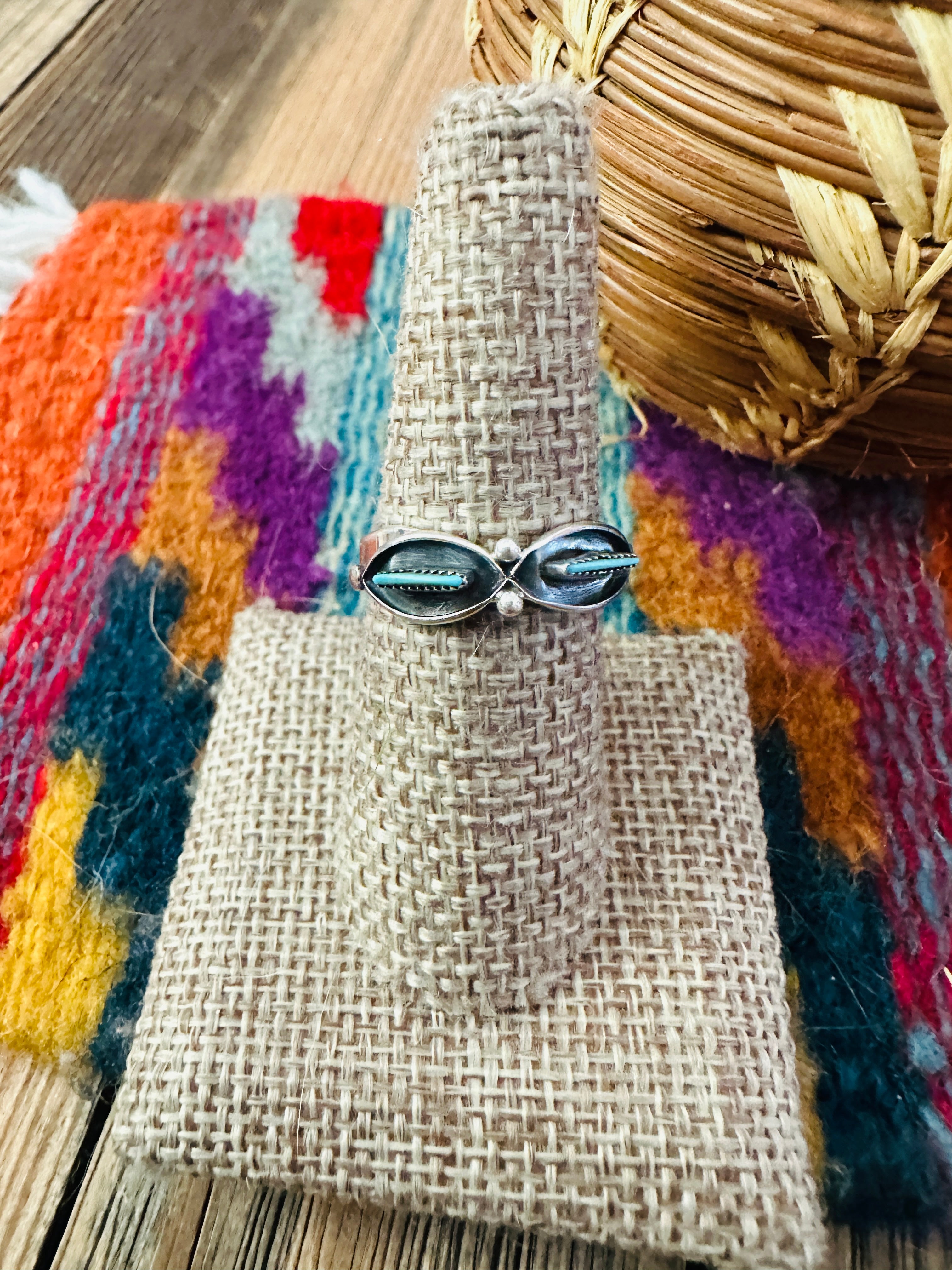 Handcrafted Turquoise & Sterling Silver Band Ring