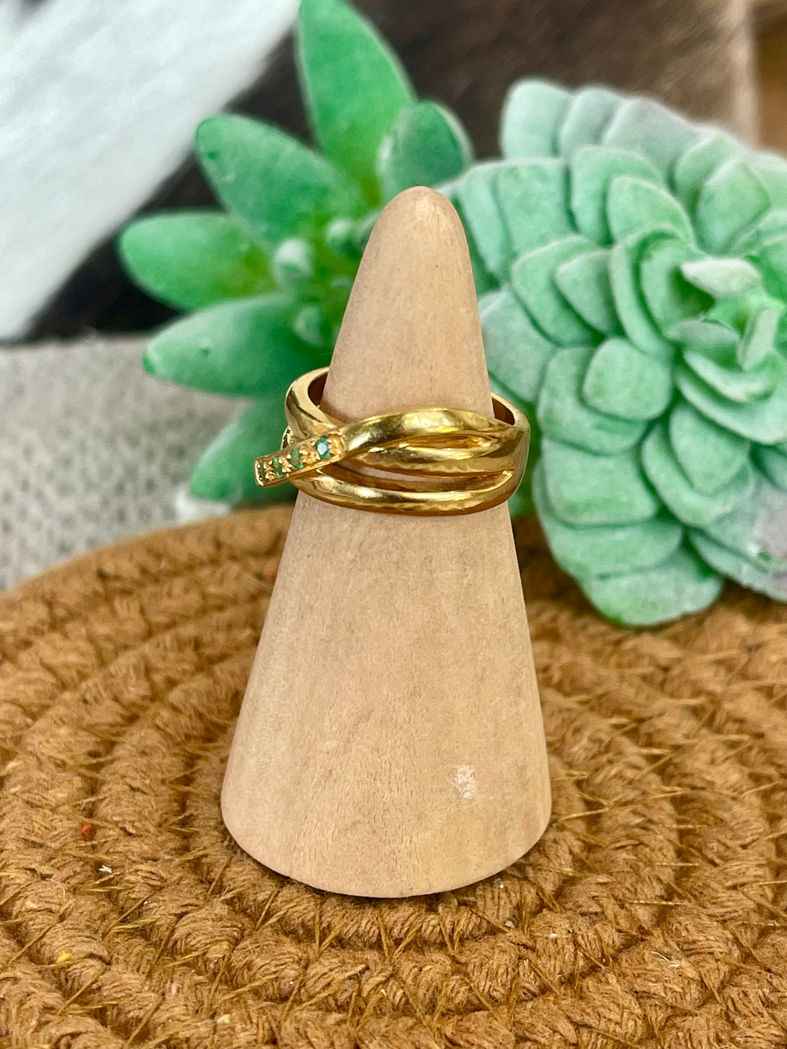 Vintage Handmade Gold Plated Stack Ring Sz 5.5