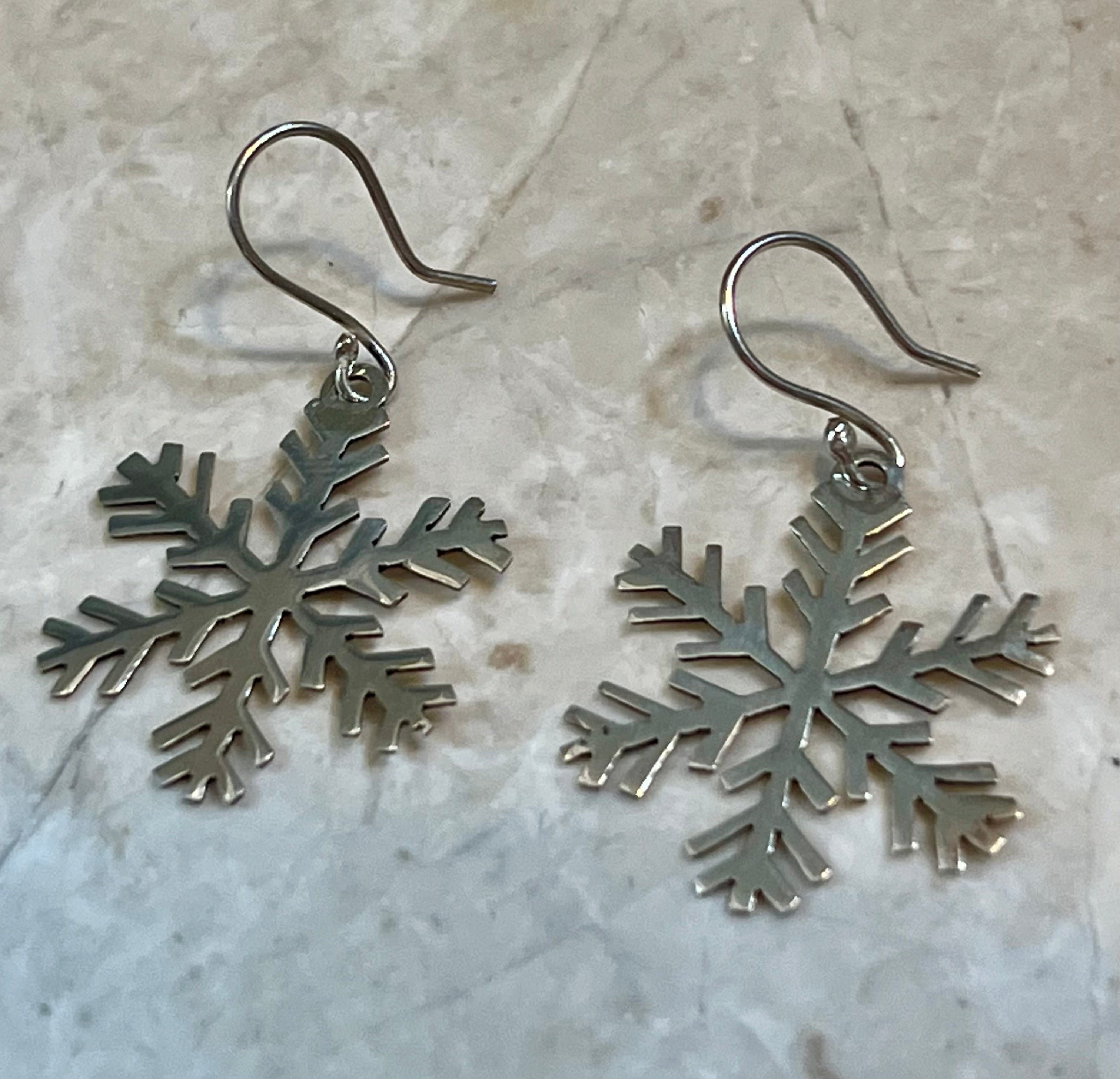 Sterling Silver Snowflake Earrings On Hook