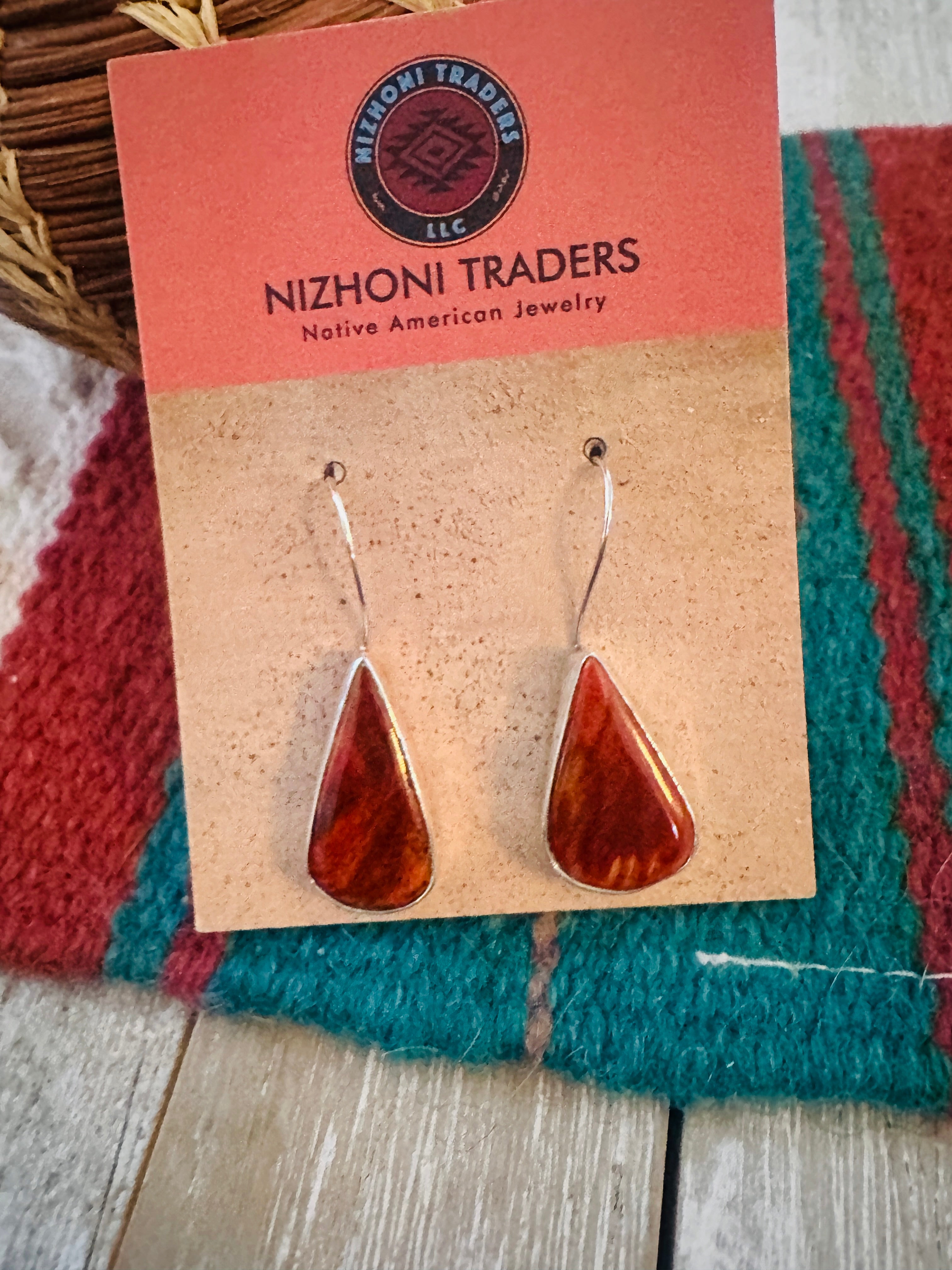 Handcrafted Spiny Oyster & Sterling Silver Dangle Earrings