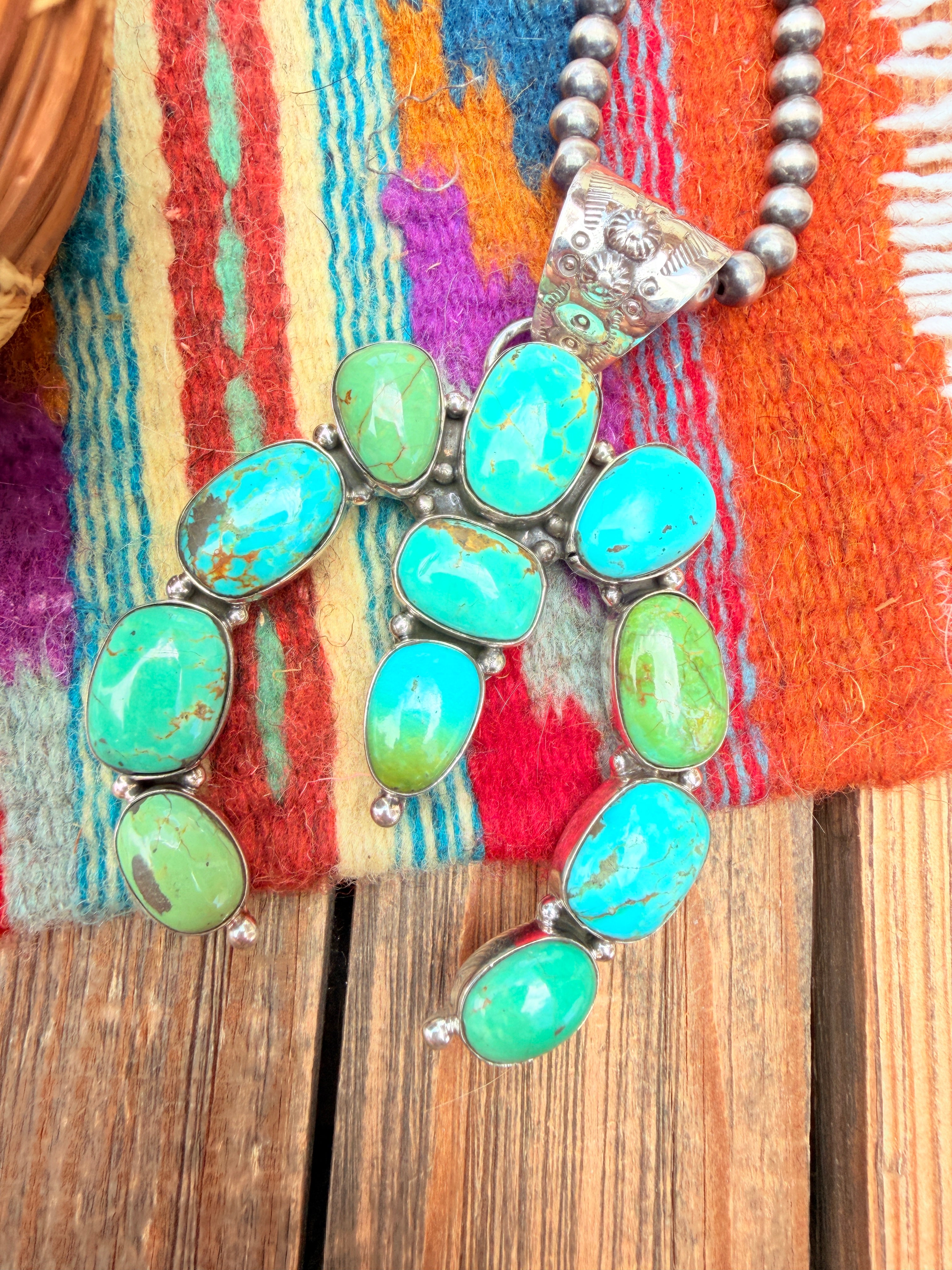 Handmade Sterling Silver Turquoie Naja Pendant By Dan Dodson larger style