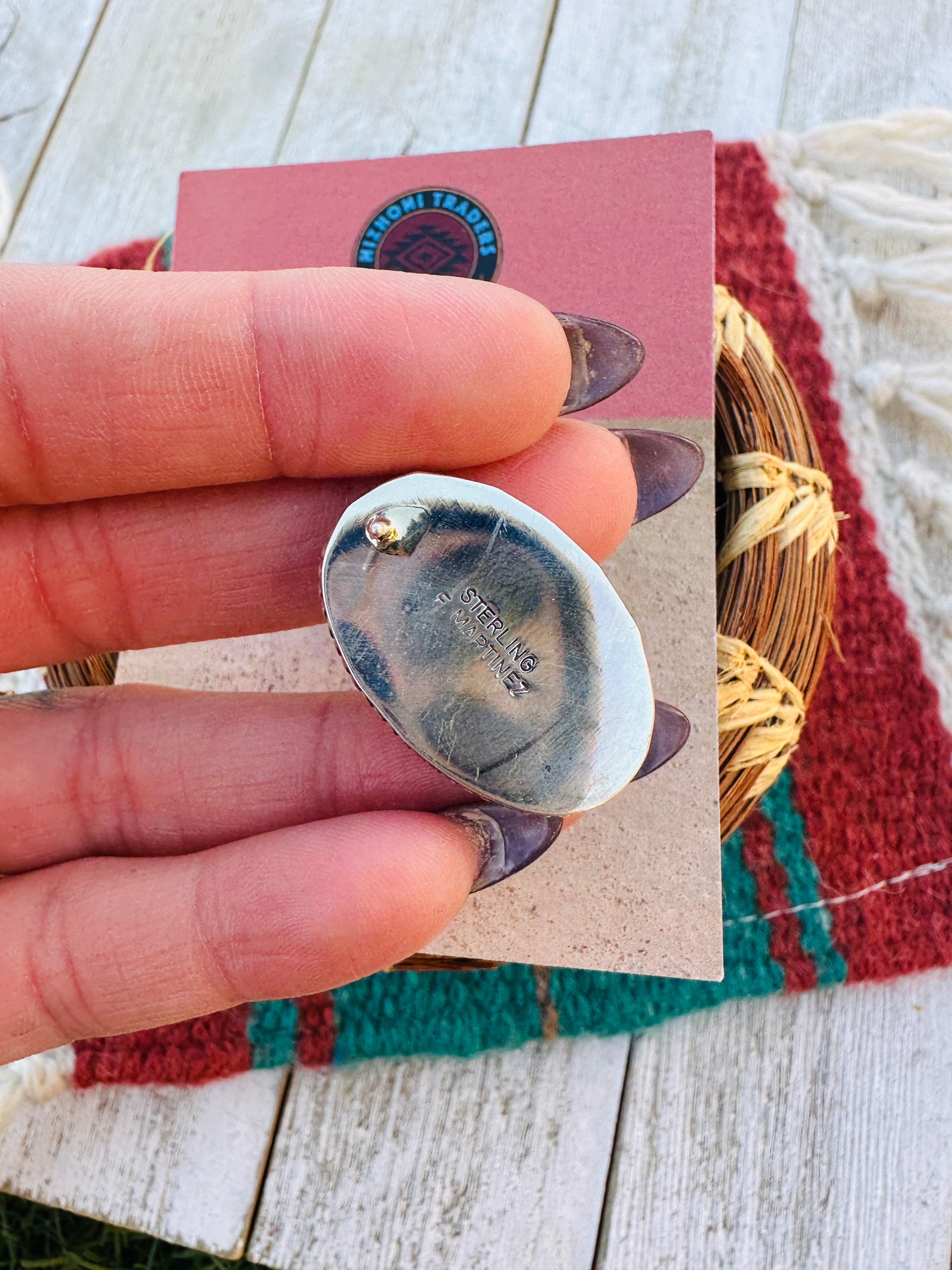 Handcrafted Kingman Turquoise & Sterling Silver Post Earrings