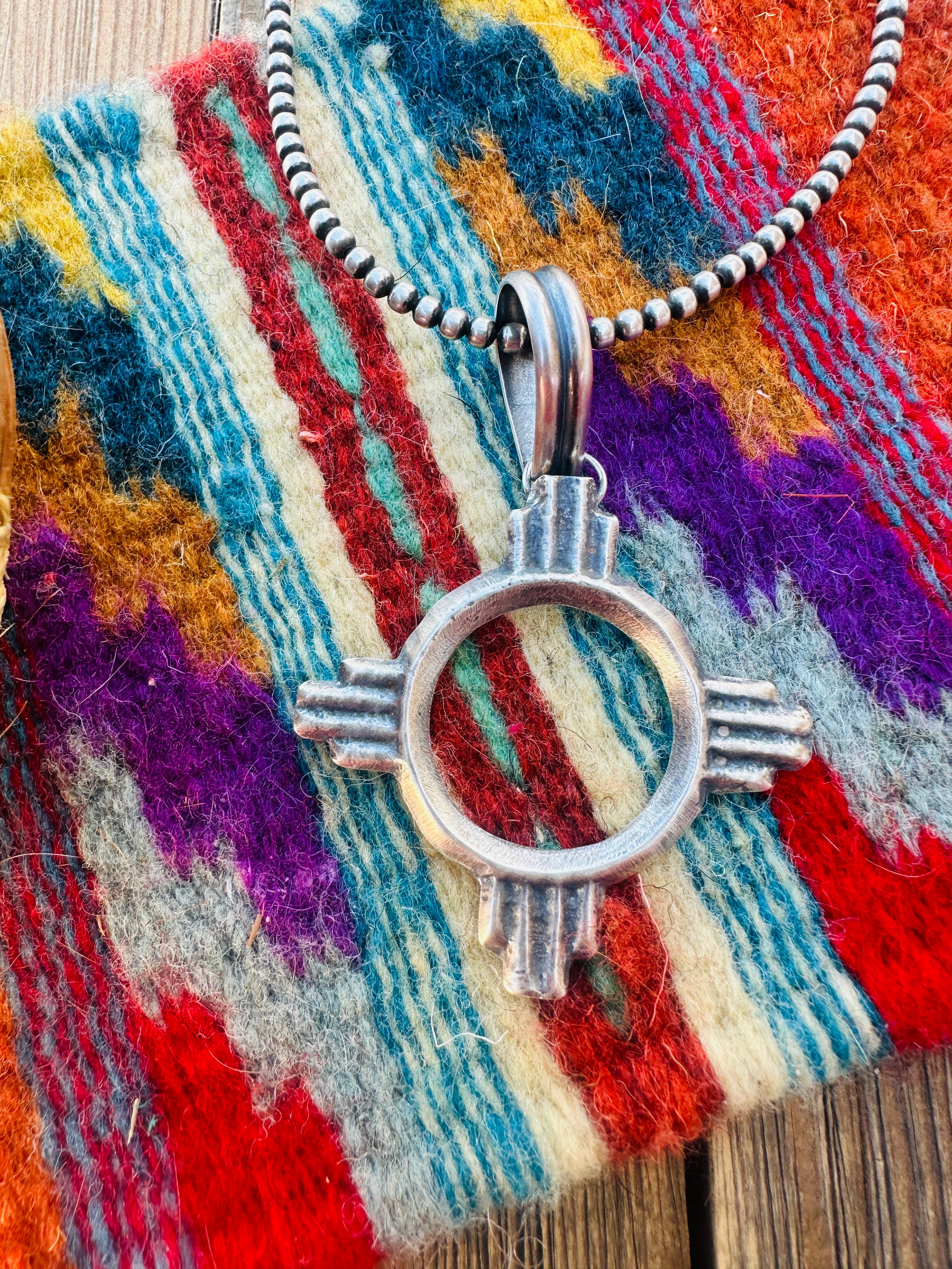 Handcrafted Sterling Silver Zia Cross Pendant by Buffalo Dancer