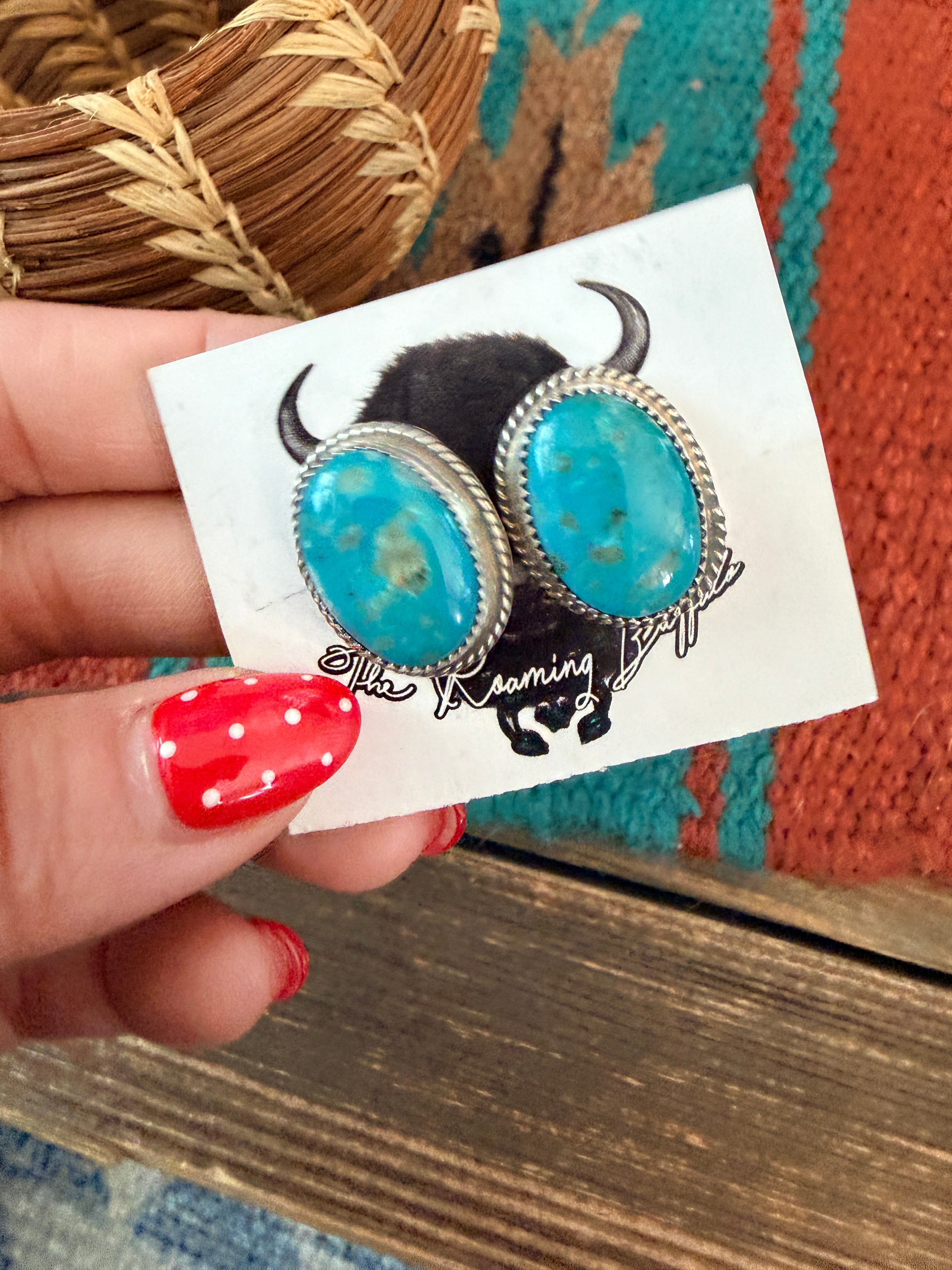 Handmade Sterling Silver & Turquoise Post Earrings