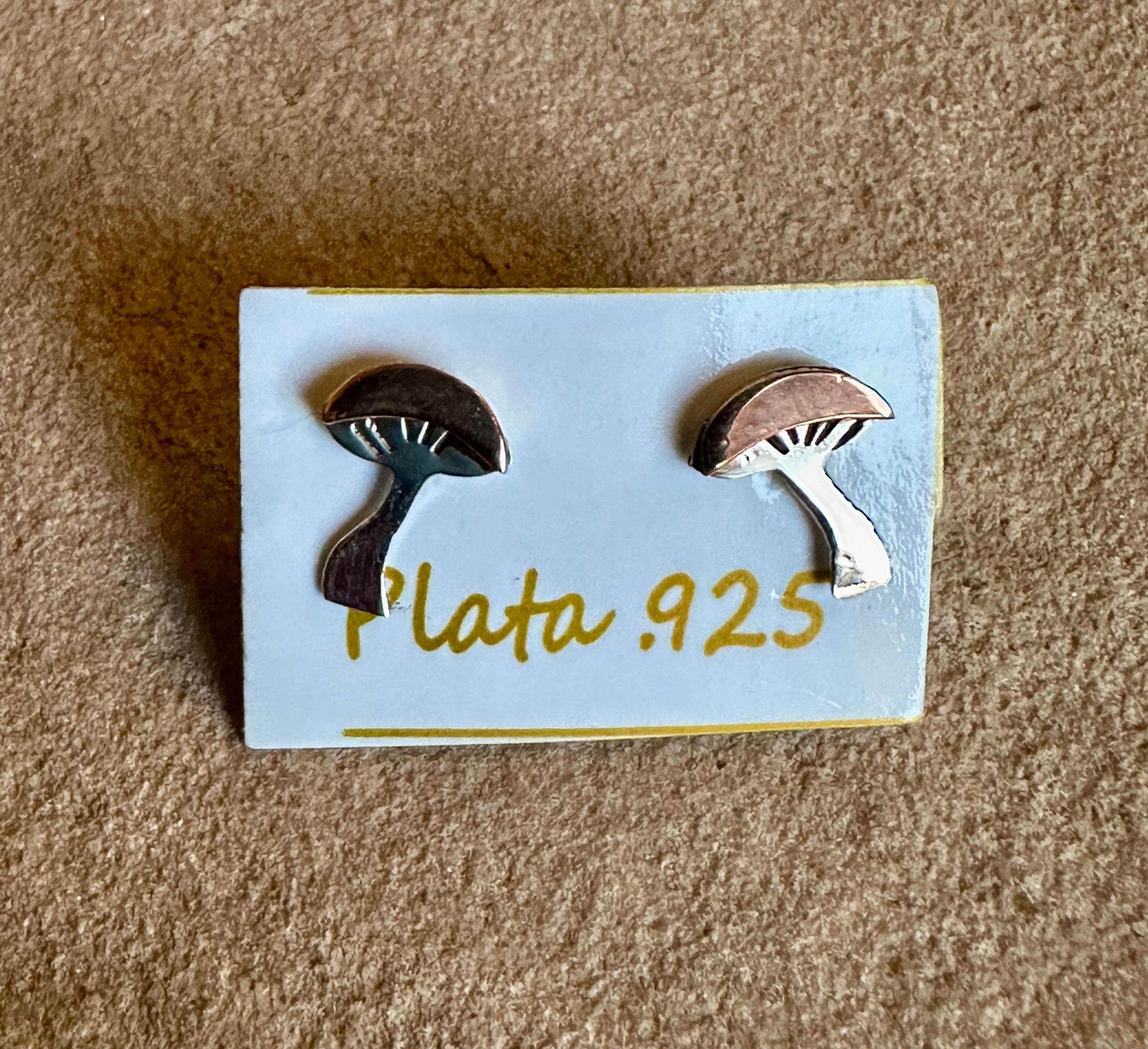 Silver & Copper Mushroom Earrings on Post
