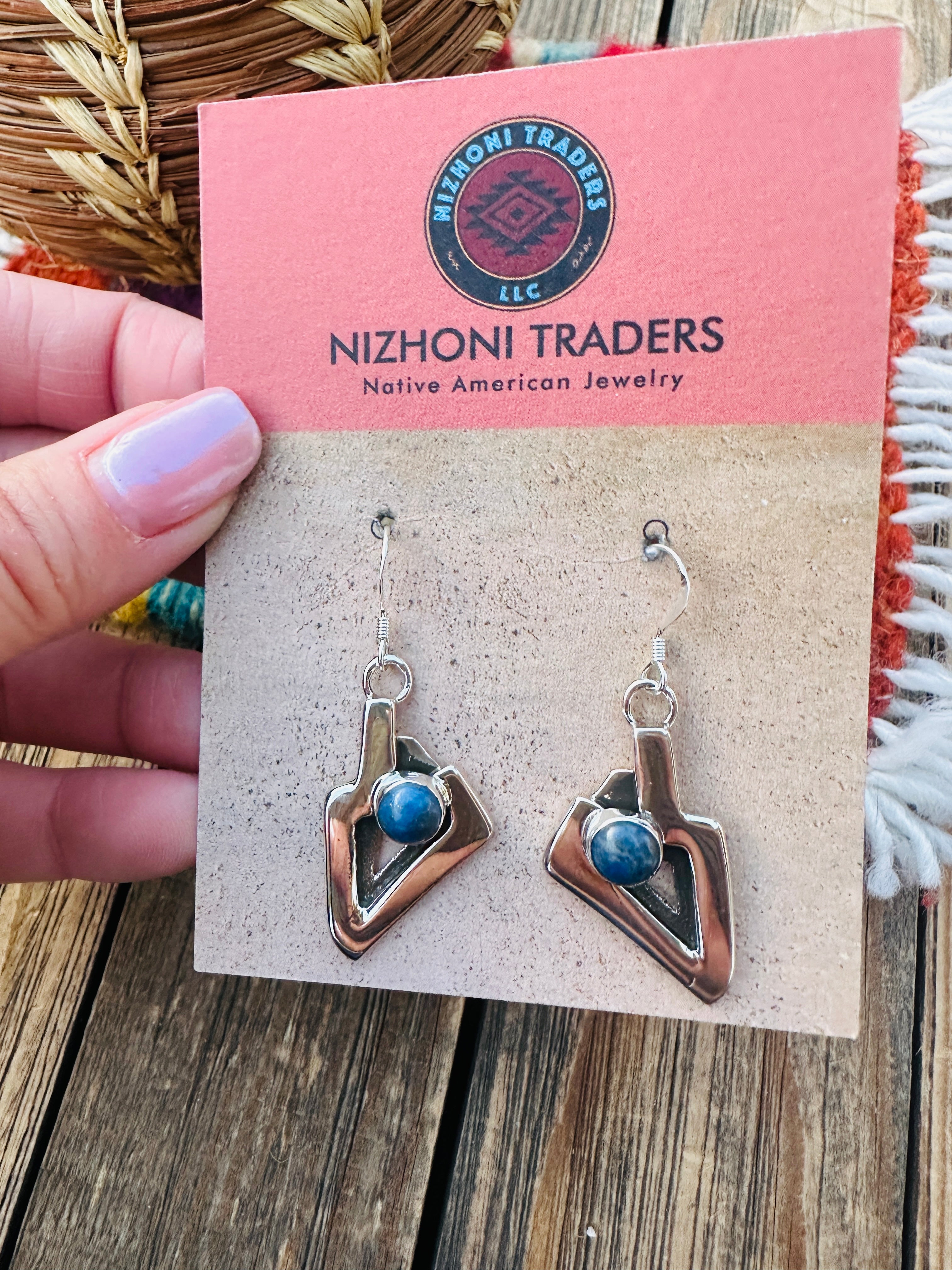 Handcrafted Lapis & Sterling Silver Dangle Earrings