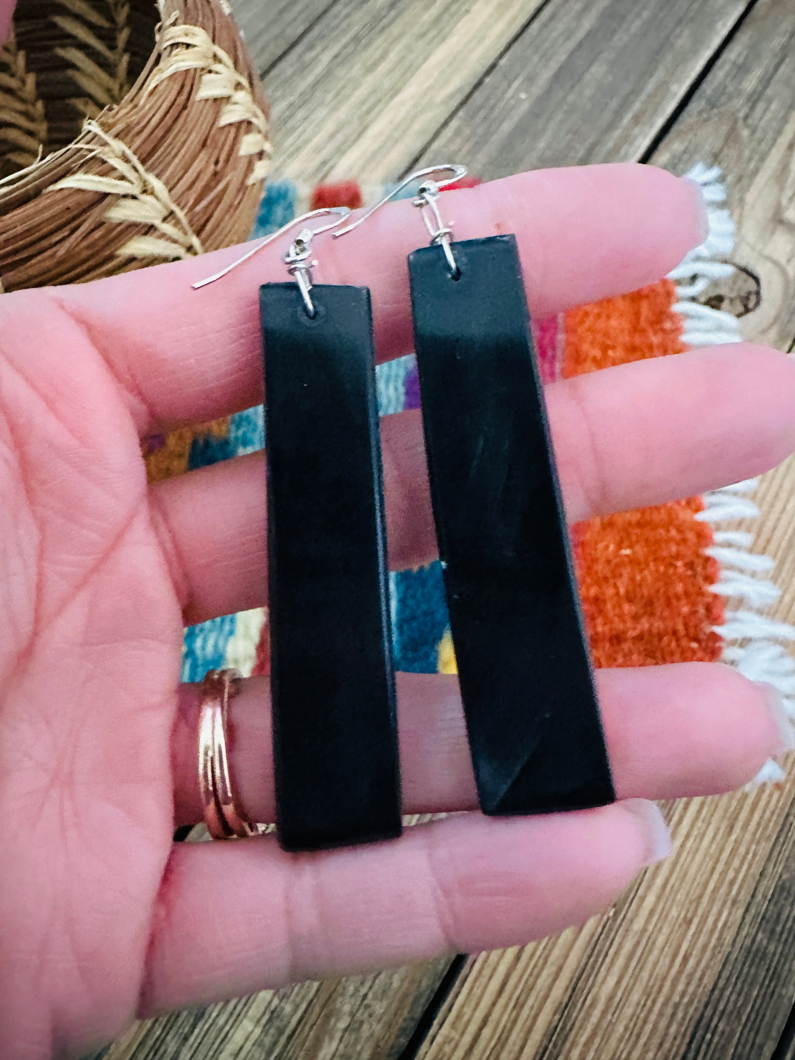 Handcrafted Multi Stone Inlay Slab Dangle Earrings