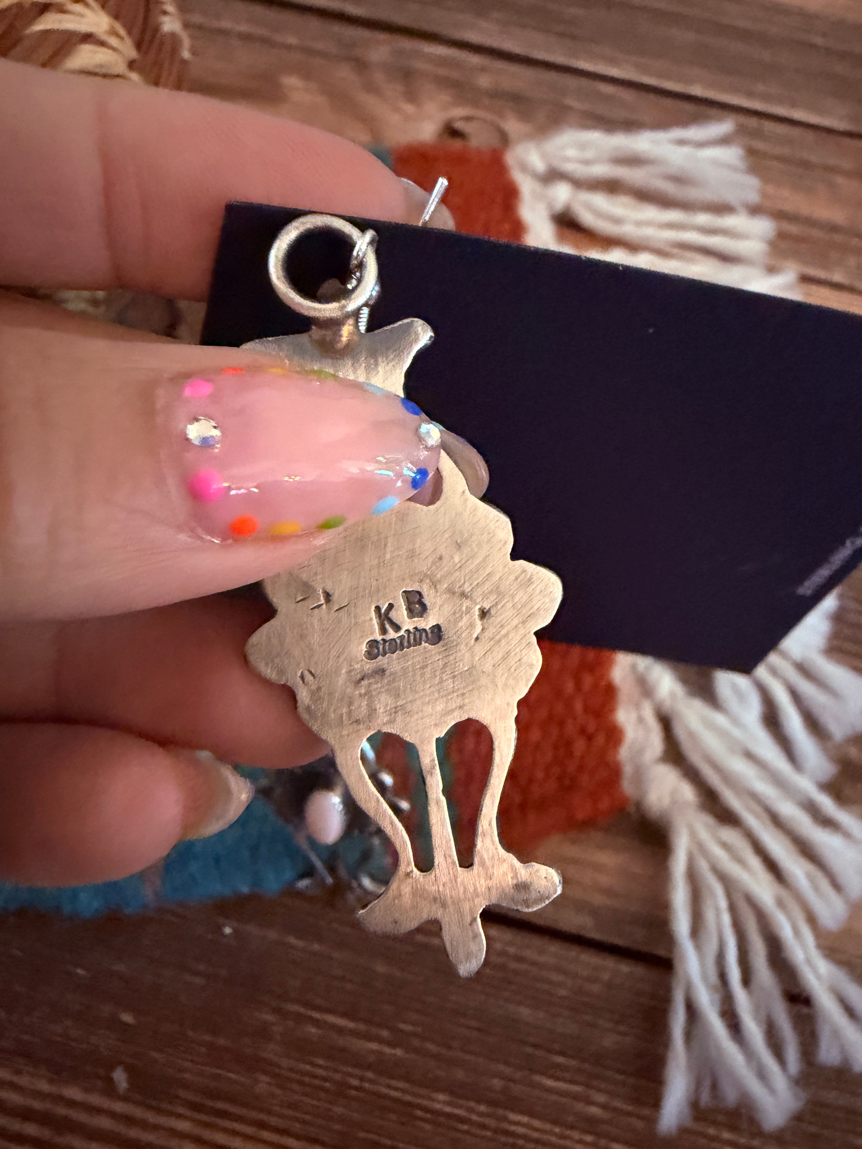 Handcrafted Queen Pink Conch & Sterling Silver Dangle Earrings by Kevin Billah