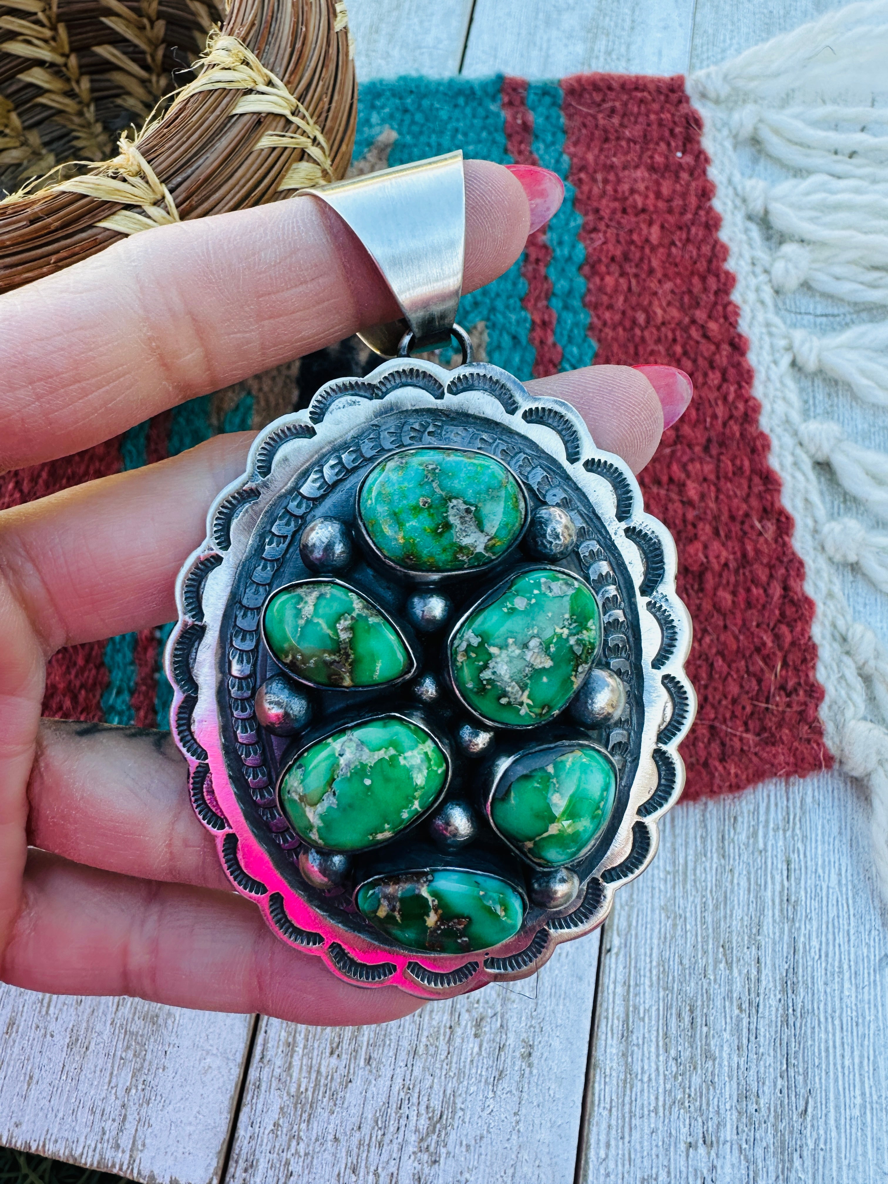 Handcrafted Sterling Silver & Sonoran Mountain Turquoise Pendant by Chimney Butte