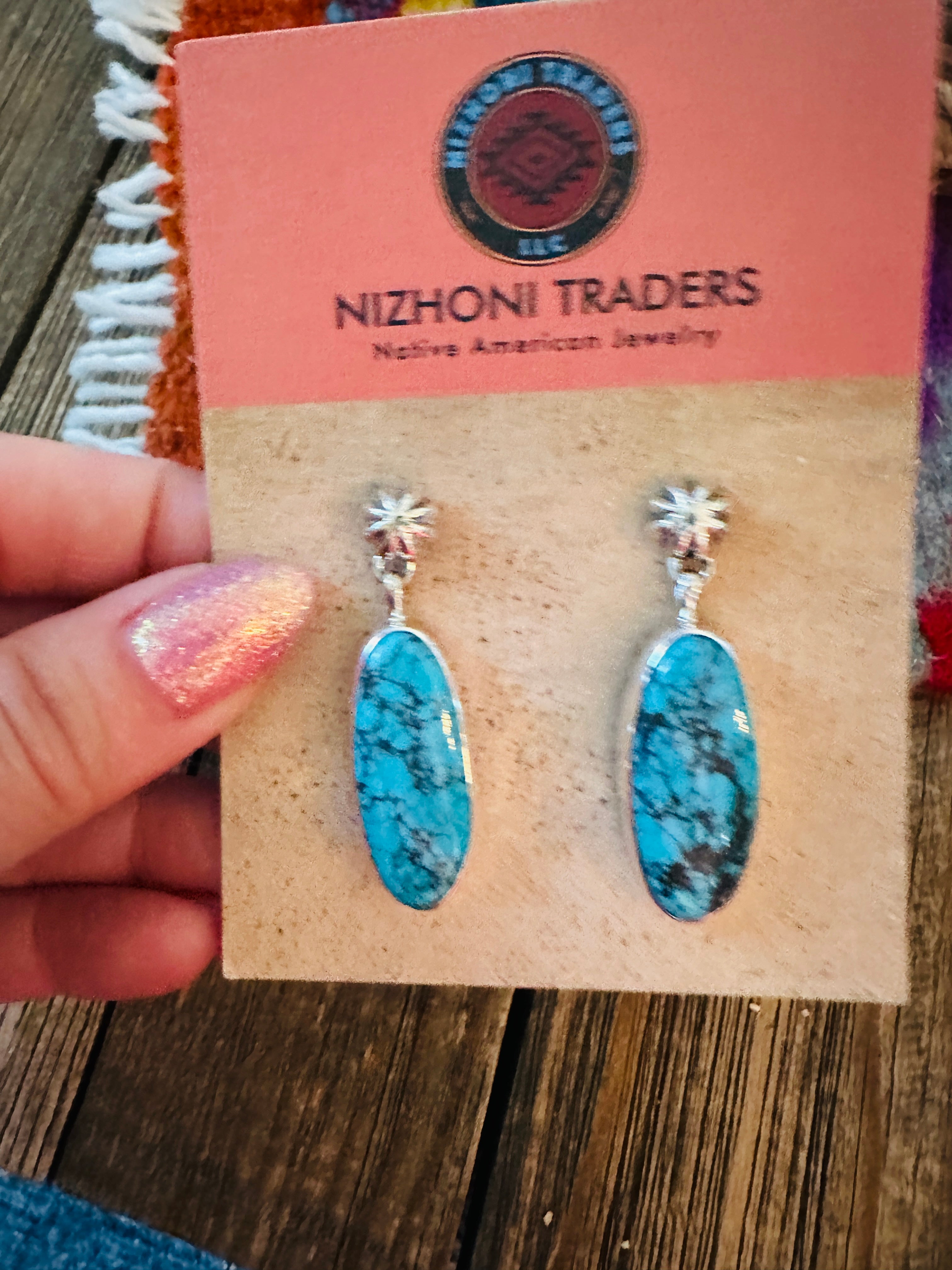 Handcrafted Kingman Turquoise & Sterling Silver Dangle Earrings