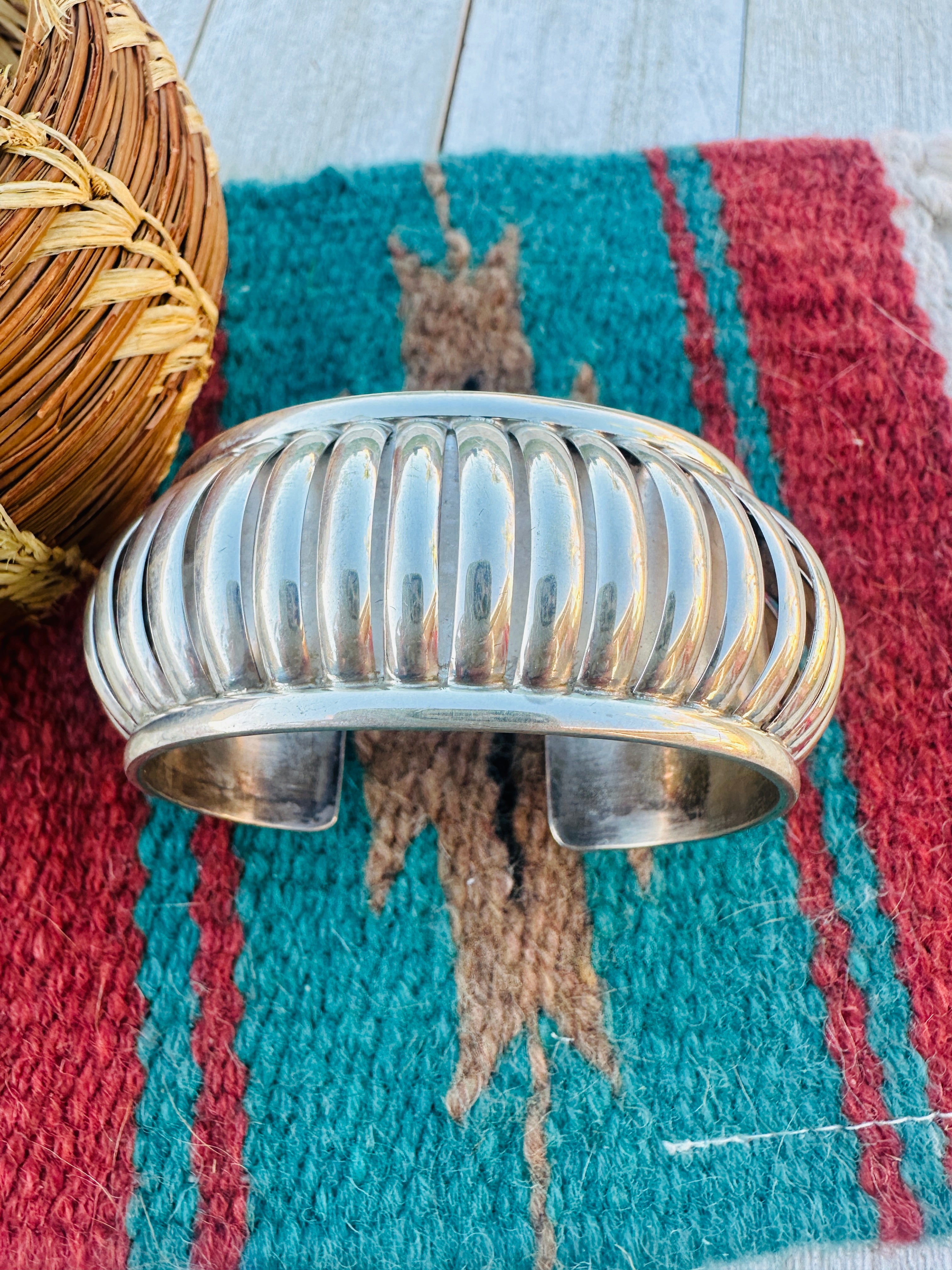 Handcrafted Old Pawn Rolled Sterling Silver Cuff Bracelet