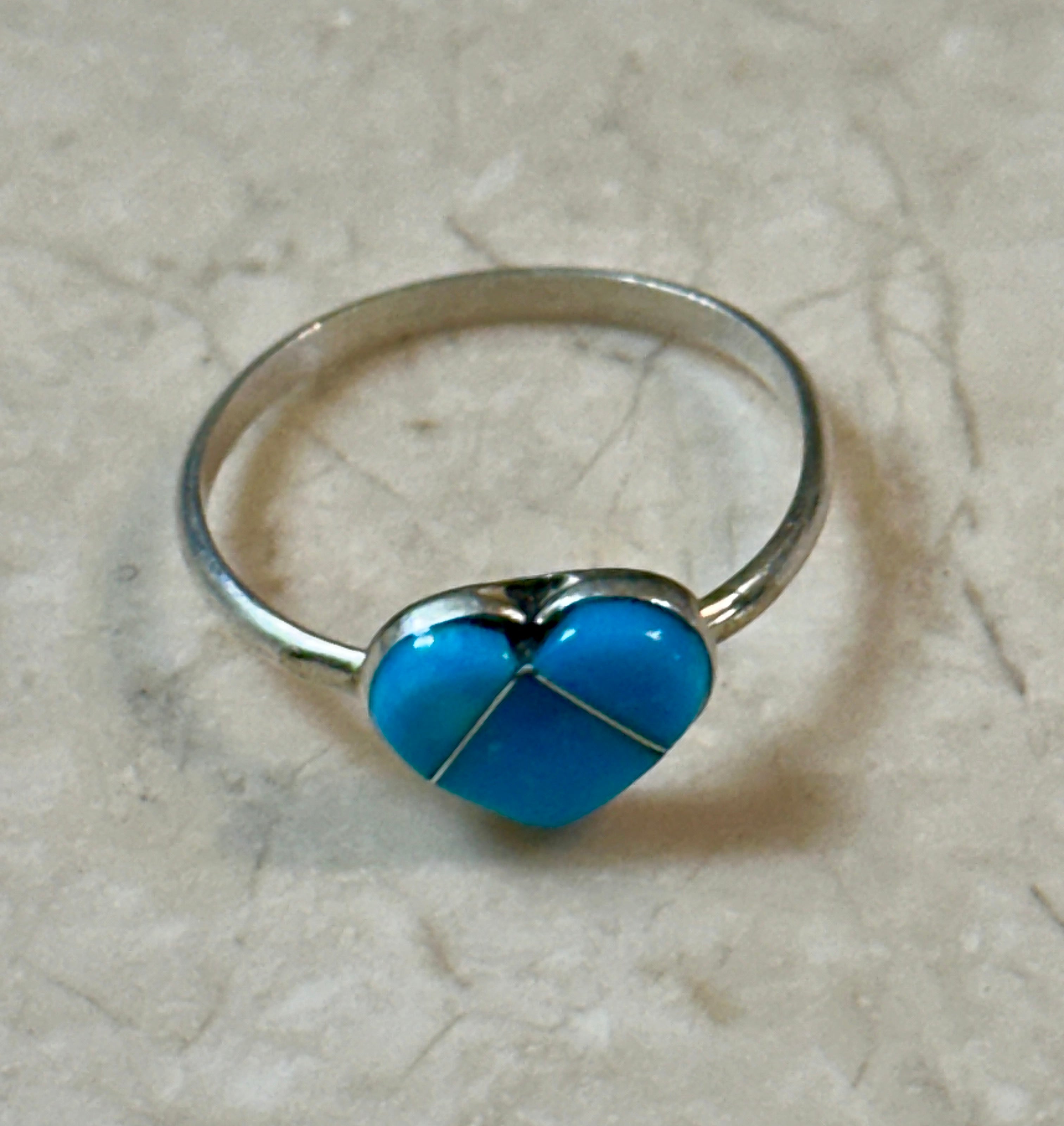 Turquoise Heart Ring Size 7.25
