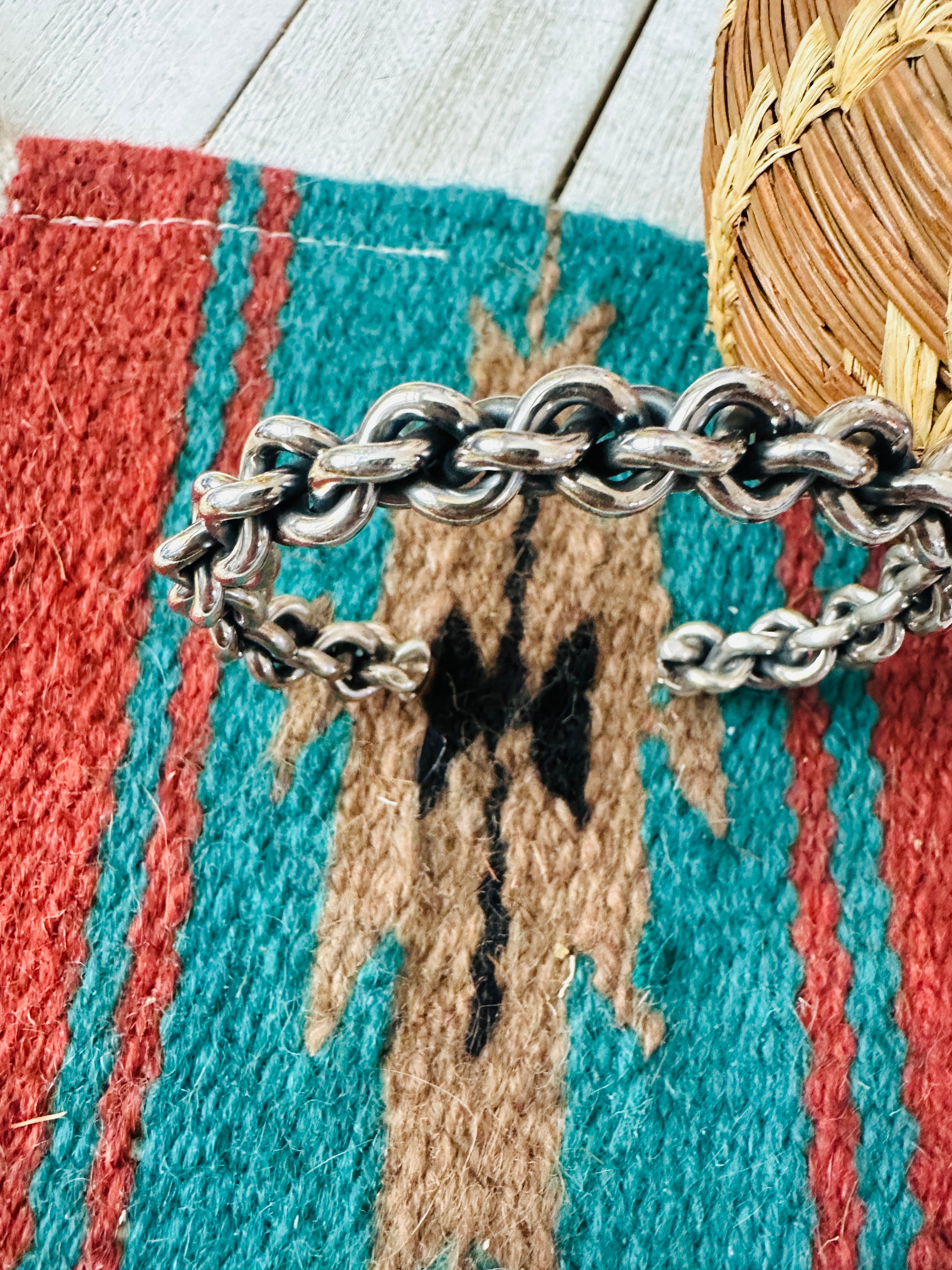 Handcrafted Sterling Silver Chain Cuff Bracelet