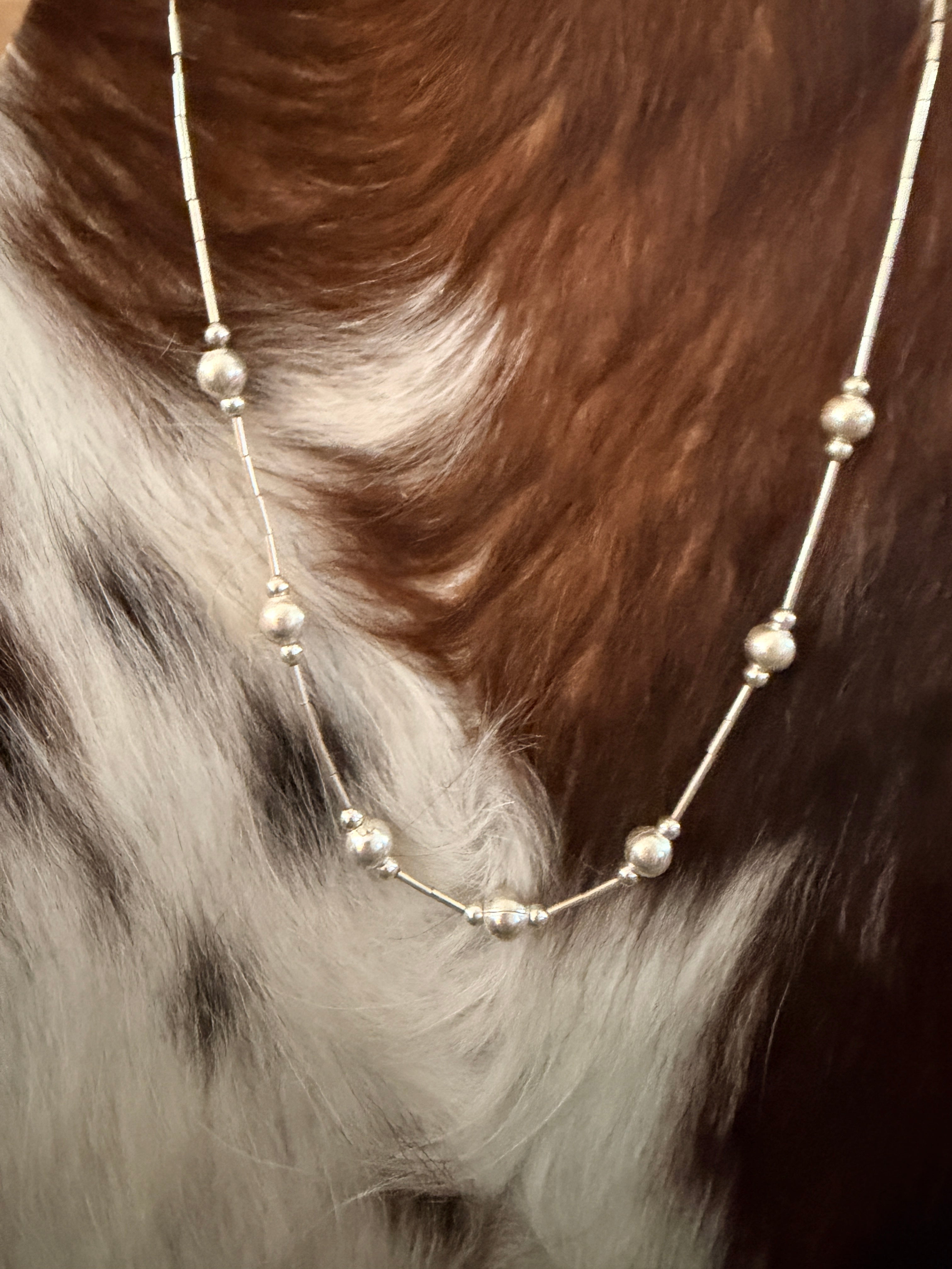 Old Pawn Handcrafted Liquid Sterling Silver Beaded Necklace