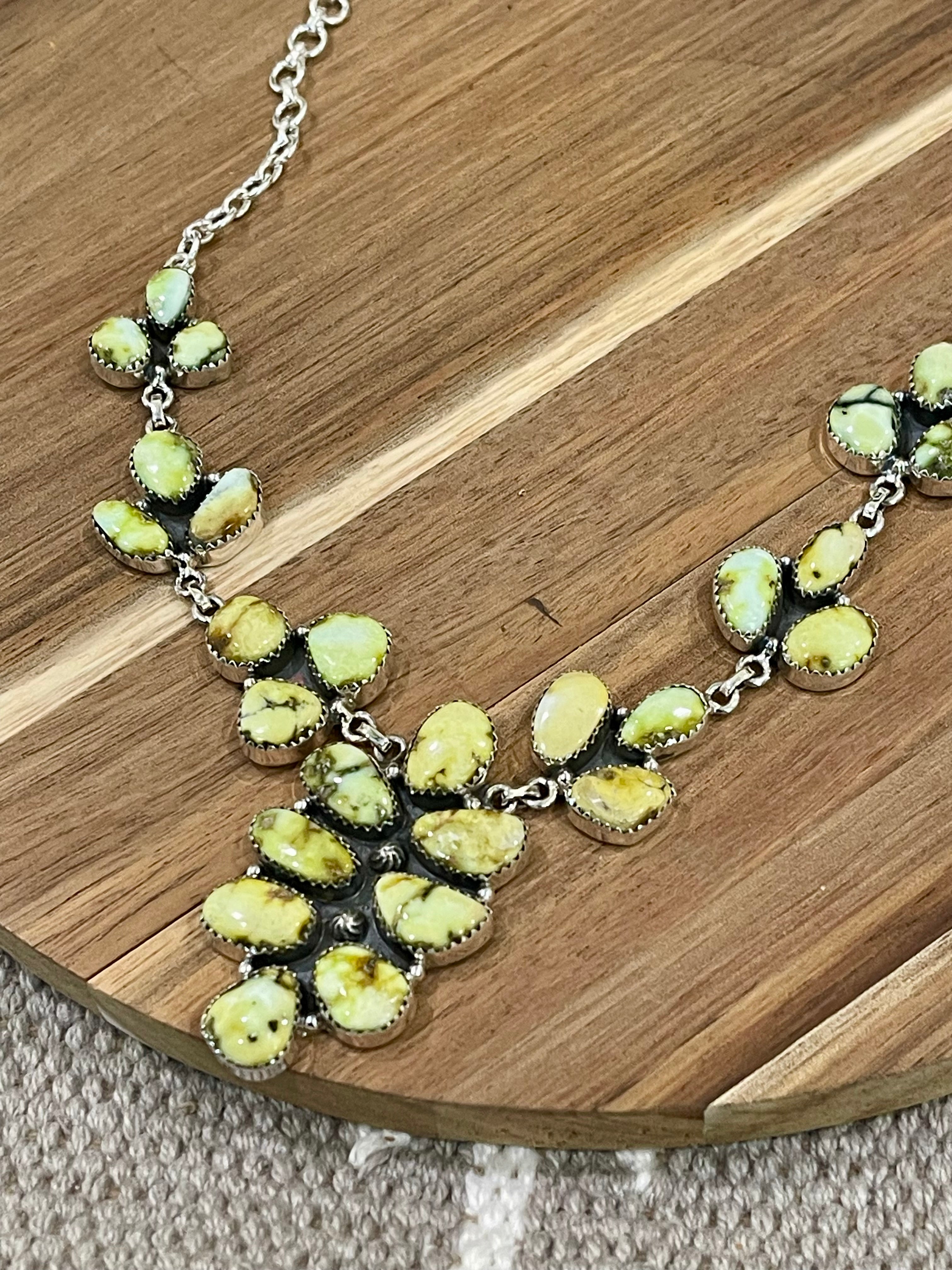 Handmade Sterling Silver & Palomino Cluster Necklace
