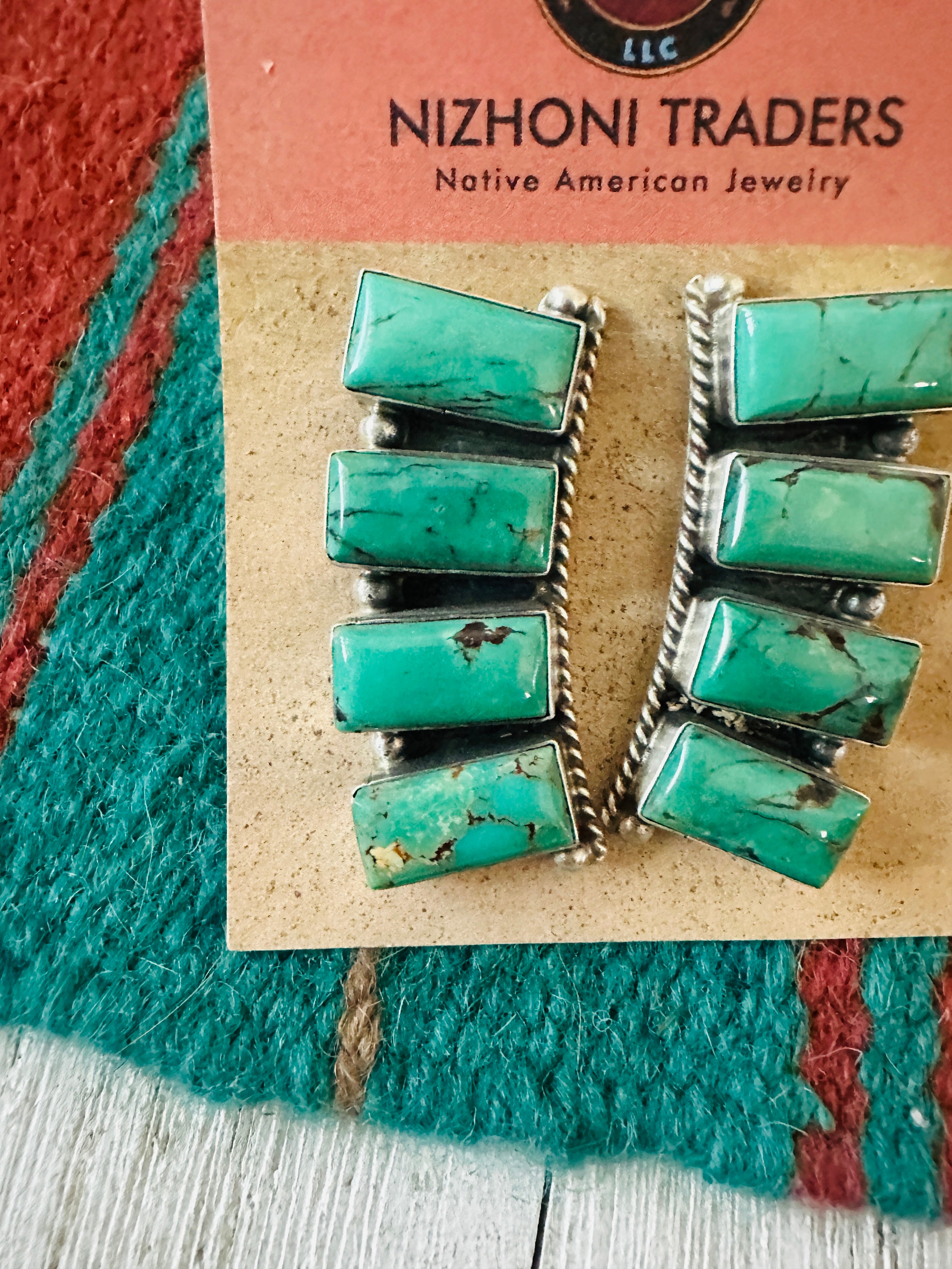 Handcrafted Turquoise & Sterling Silver Cluster Earrings by Elouise Kee