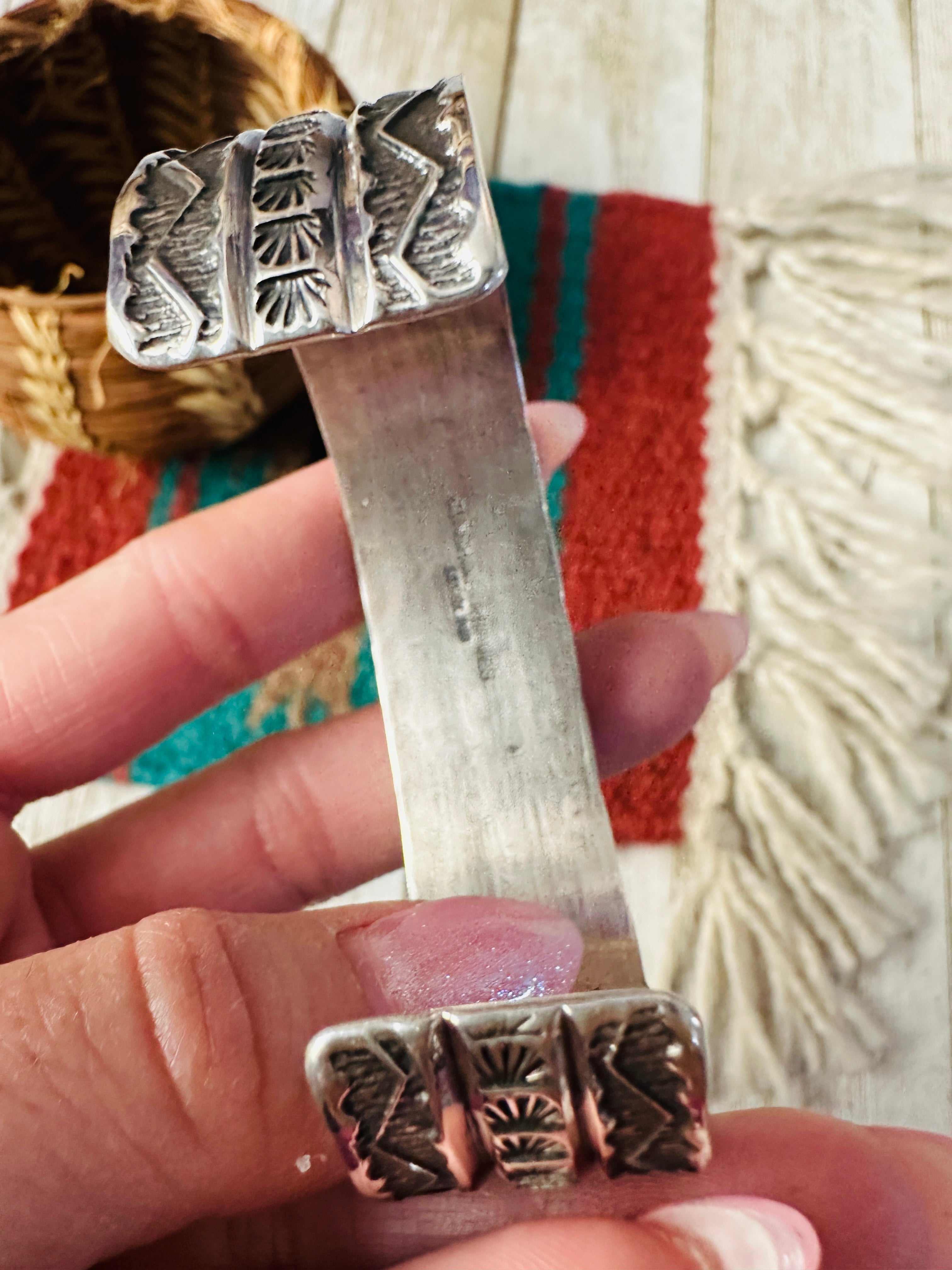 Handcrafted Turquoise & Sterling Silver Heart Cuff Bracelet by Sunshine Reeves