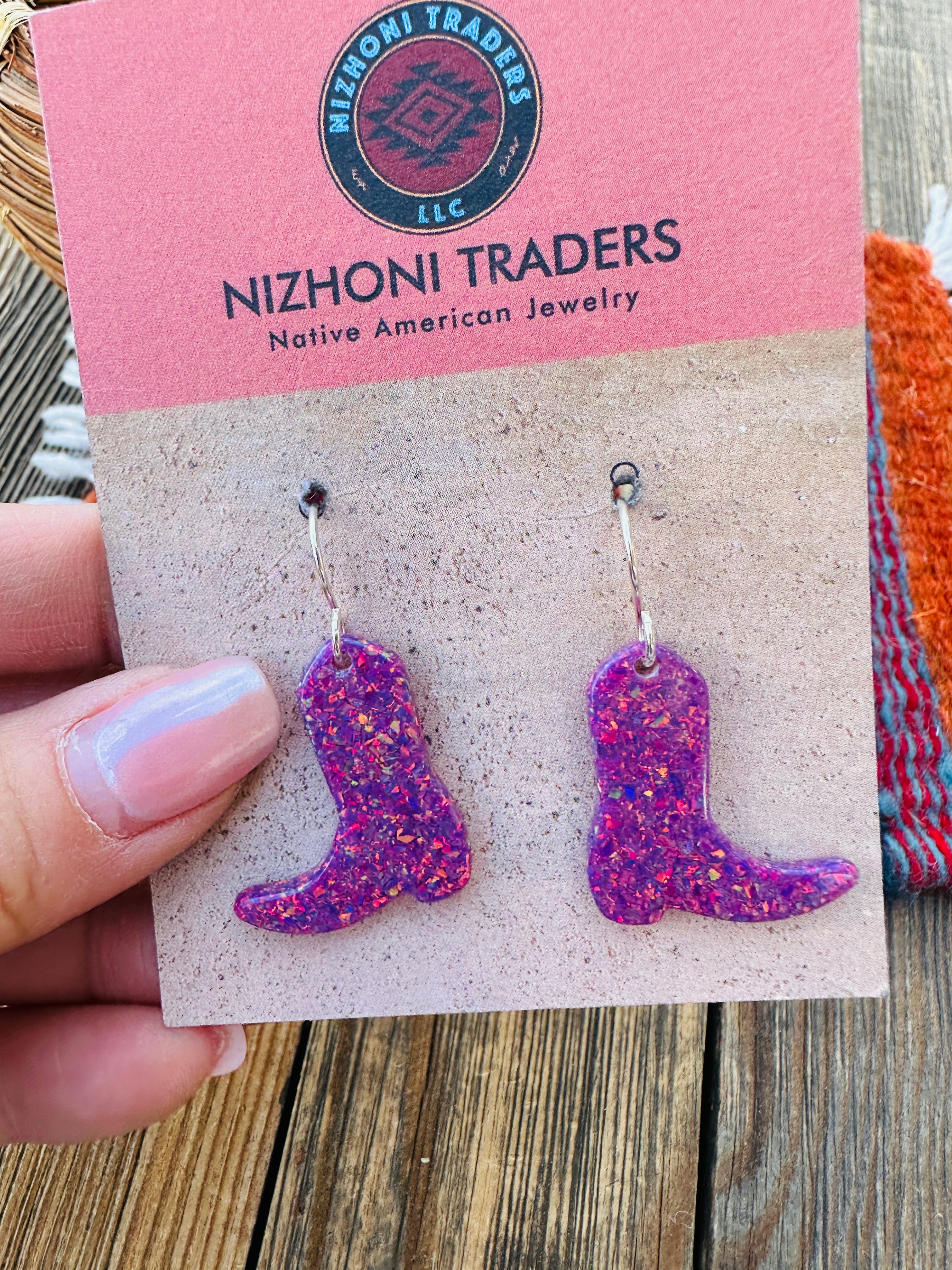 Handcrafted Sterling Silver & Opal Cowboy Boot Dangle Earrings