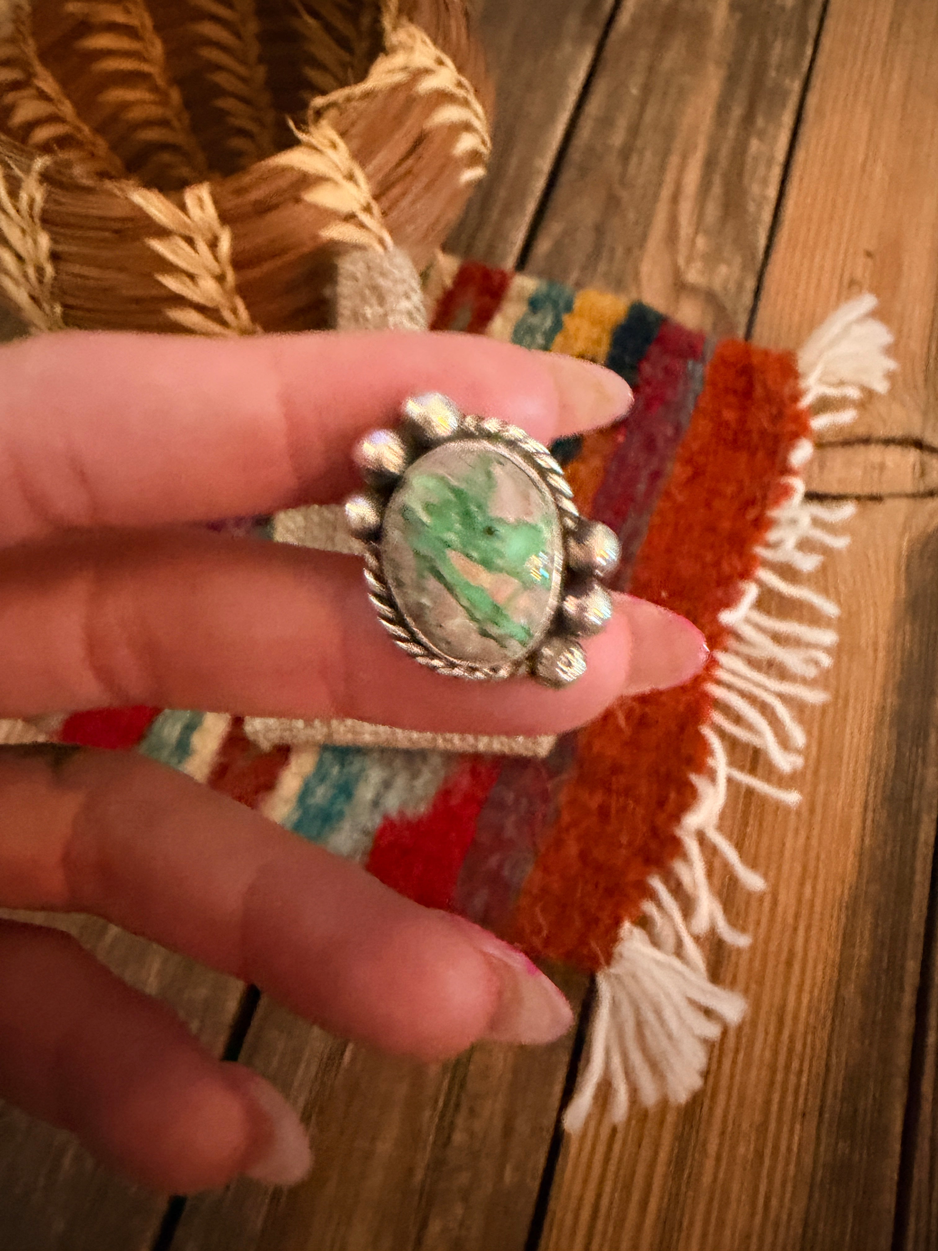 Handmade Sterling Silver and Turquoise Adjustable Ring
