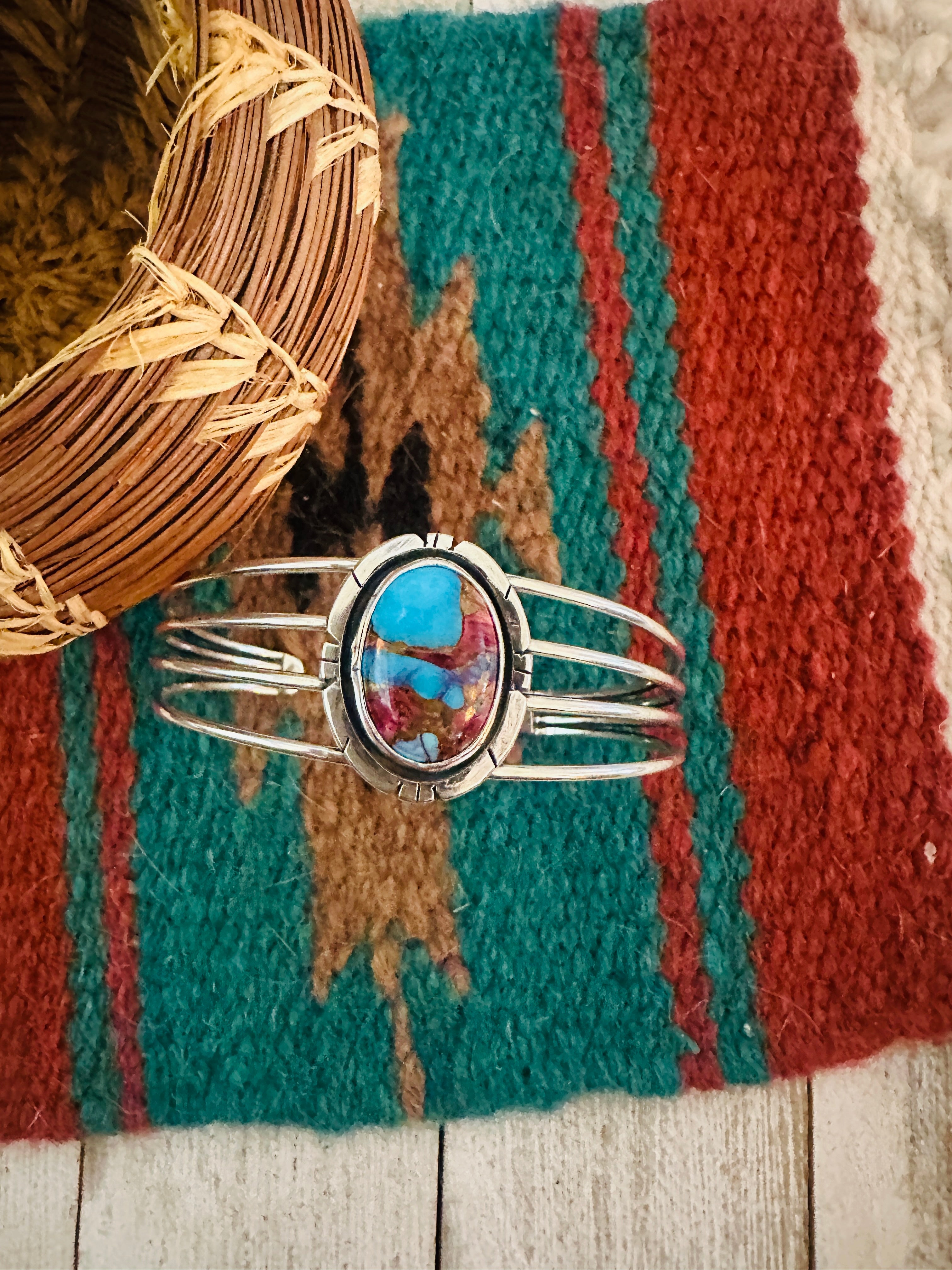 Handcrafted Sterling Silver & Pink Dream Mojave Cuff Bracelet