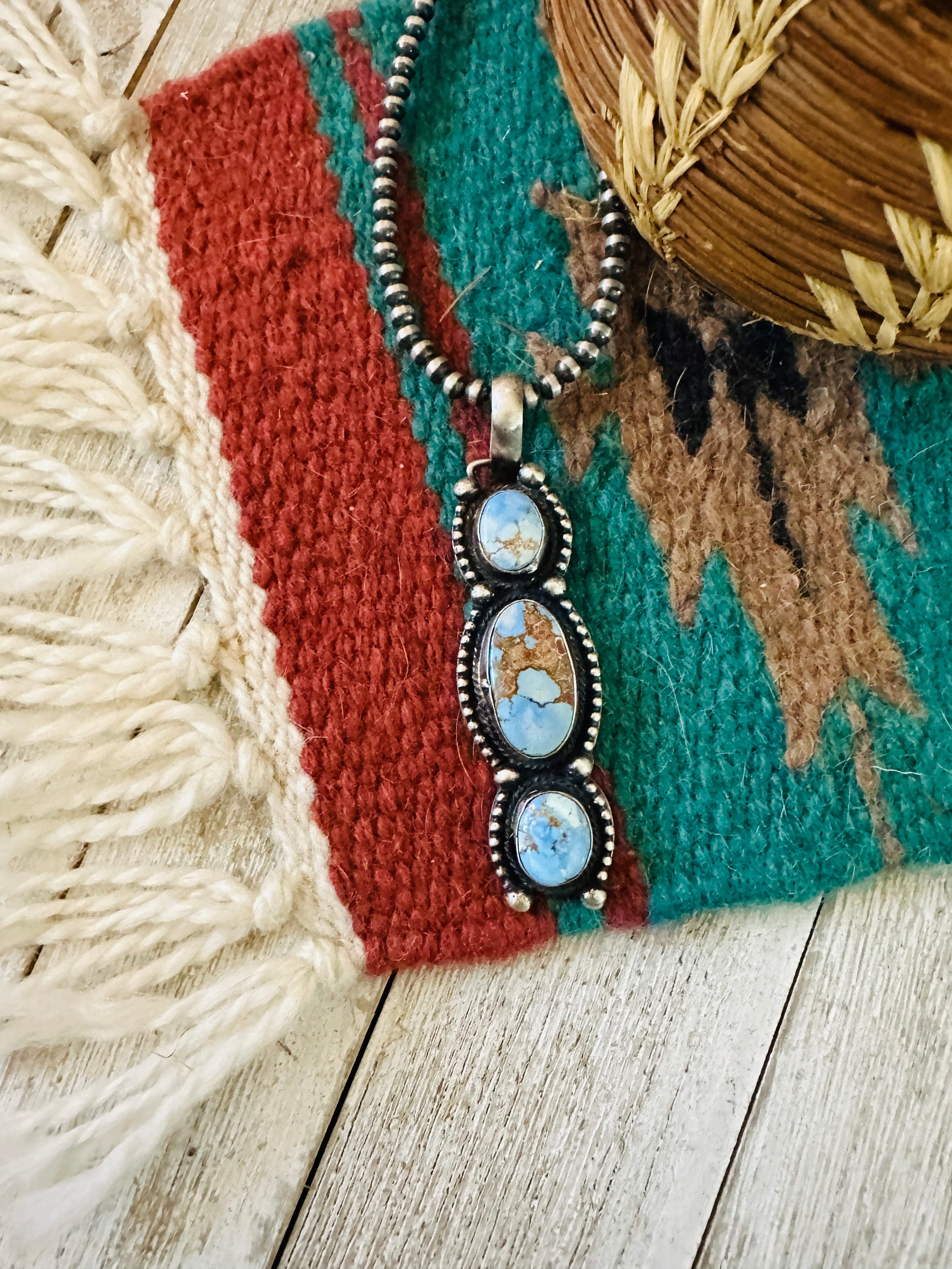 Handcrafted Golden Hills Turquoise & Sterling Silver Pendant