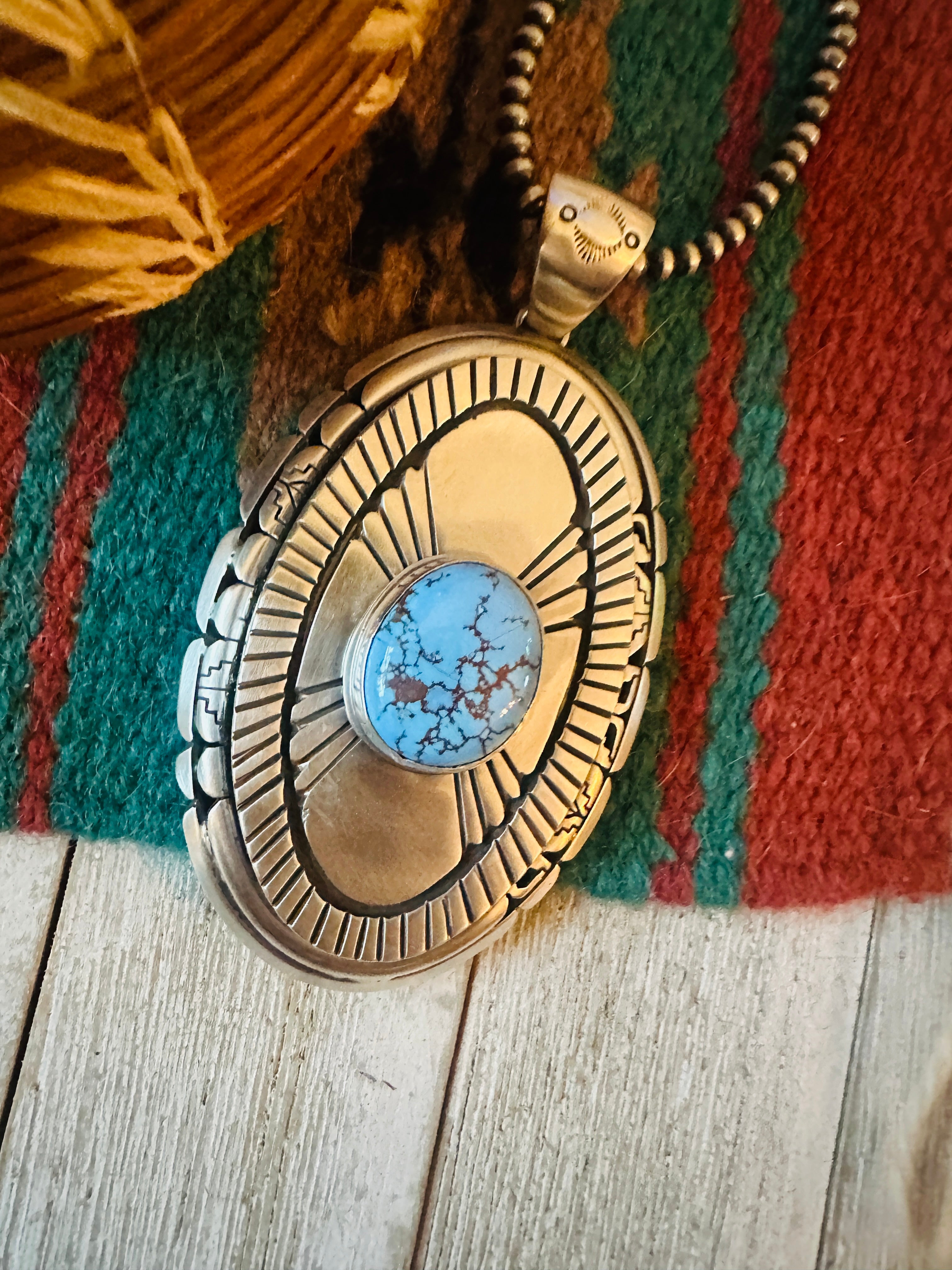Handcrafted Golden Hills Turquoise & Sterling Silver Pendant