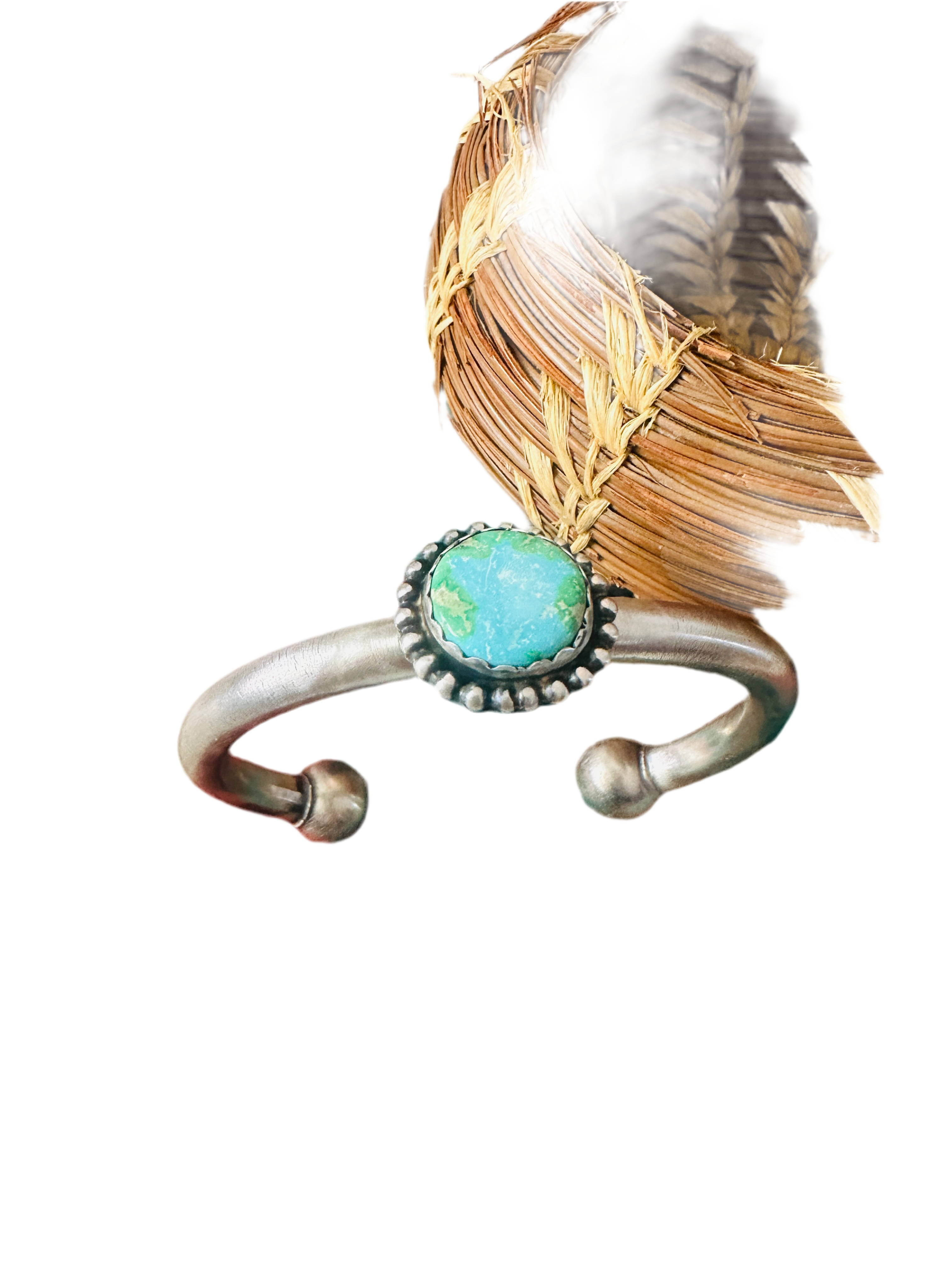 Handcrafted Sonoran Mountain Turquoise & Sterling Silver Cuff Bracelet by Russell Sam