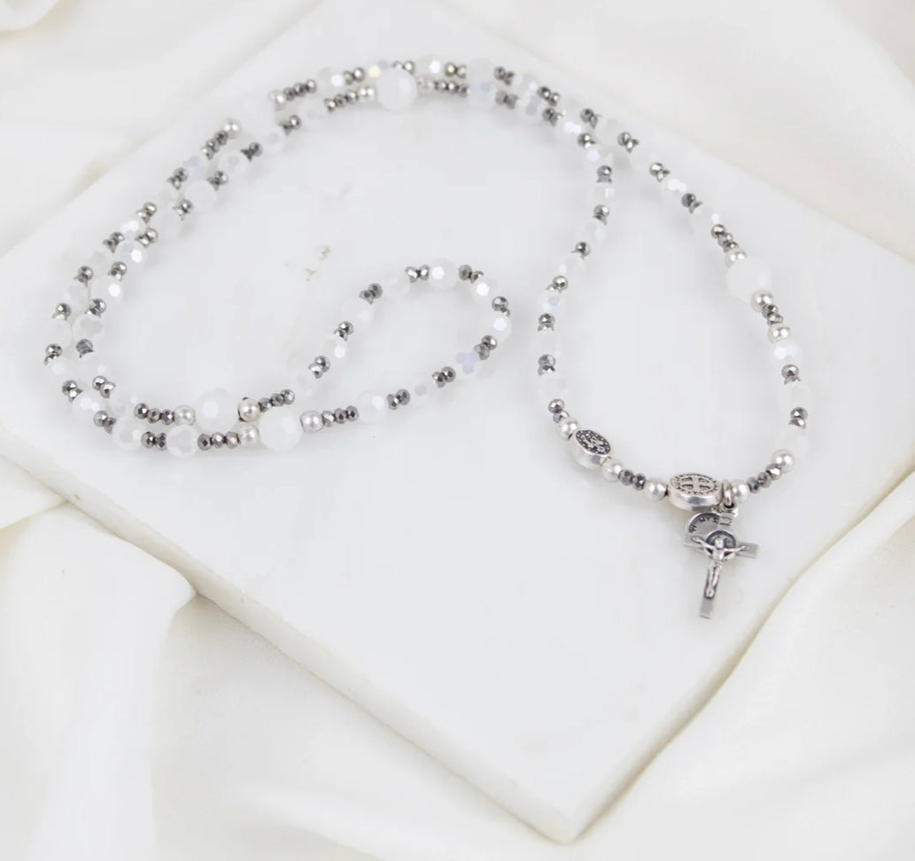 Rosary Wrap Bracelet (White)