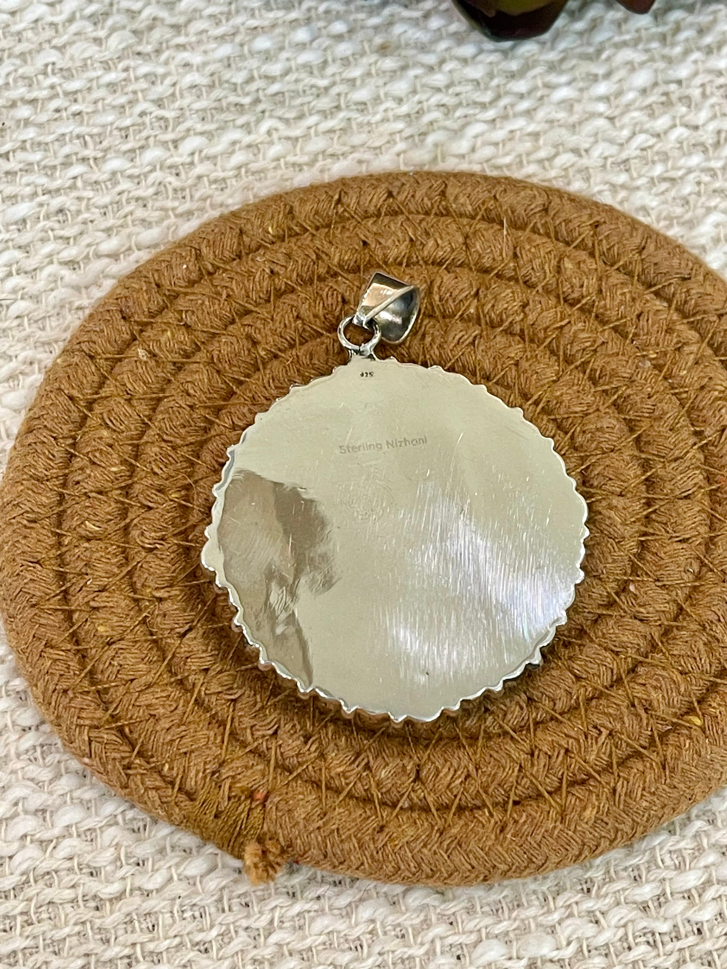 ** 4TH OF JULY ** Handmade Sterling Silver, Lapis Cluster Pendant with Signed Nizhoni