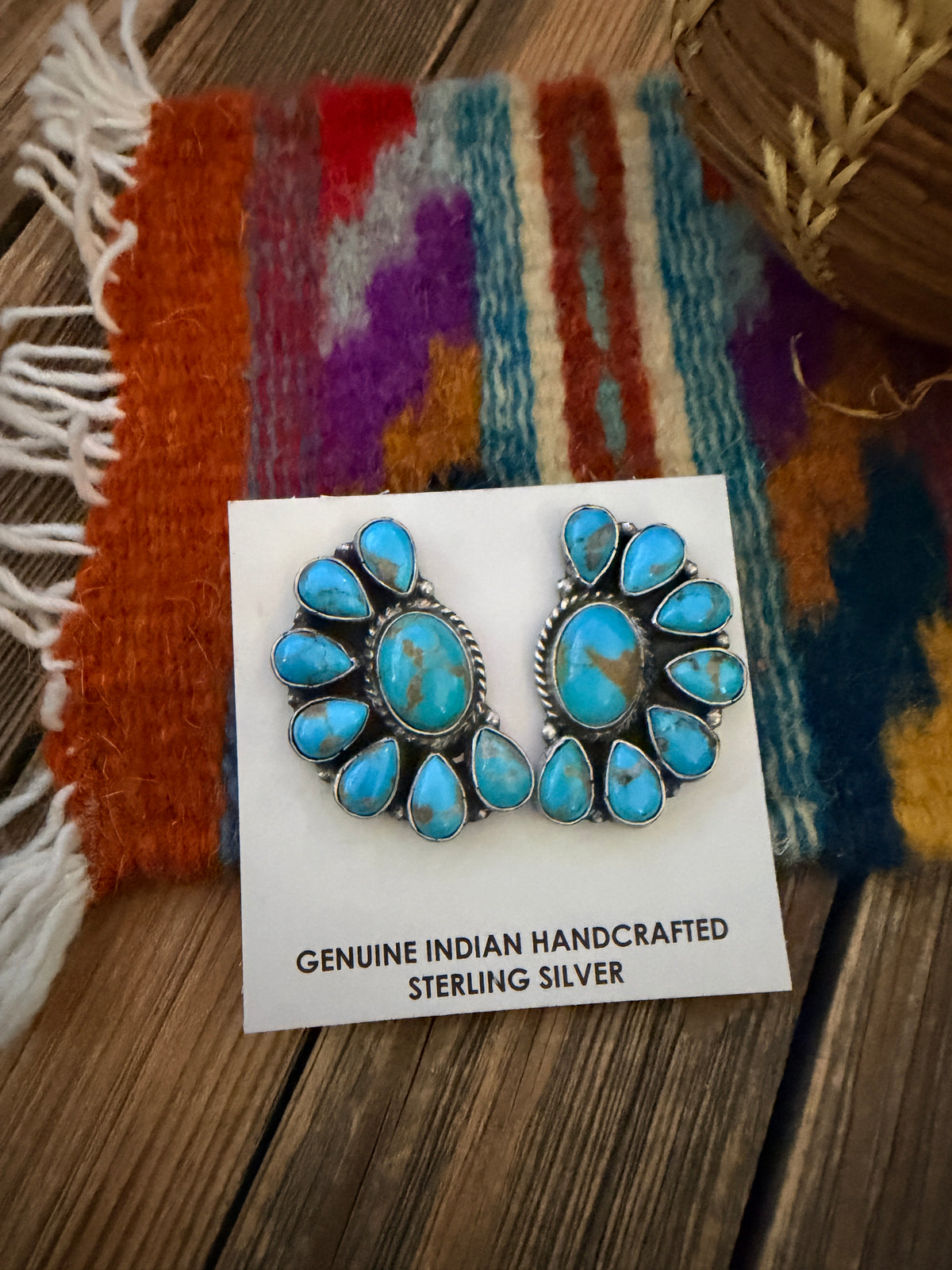 Handcrafted Turquoise & Sterling Silver Post Earrings by Marcella James