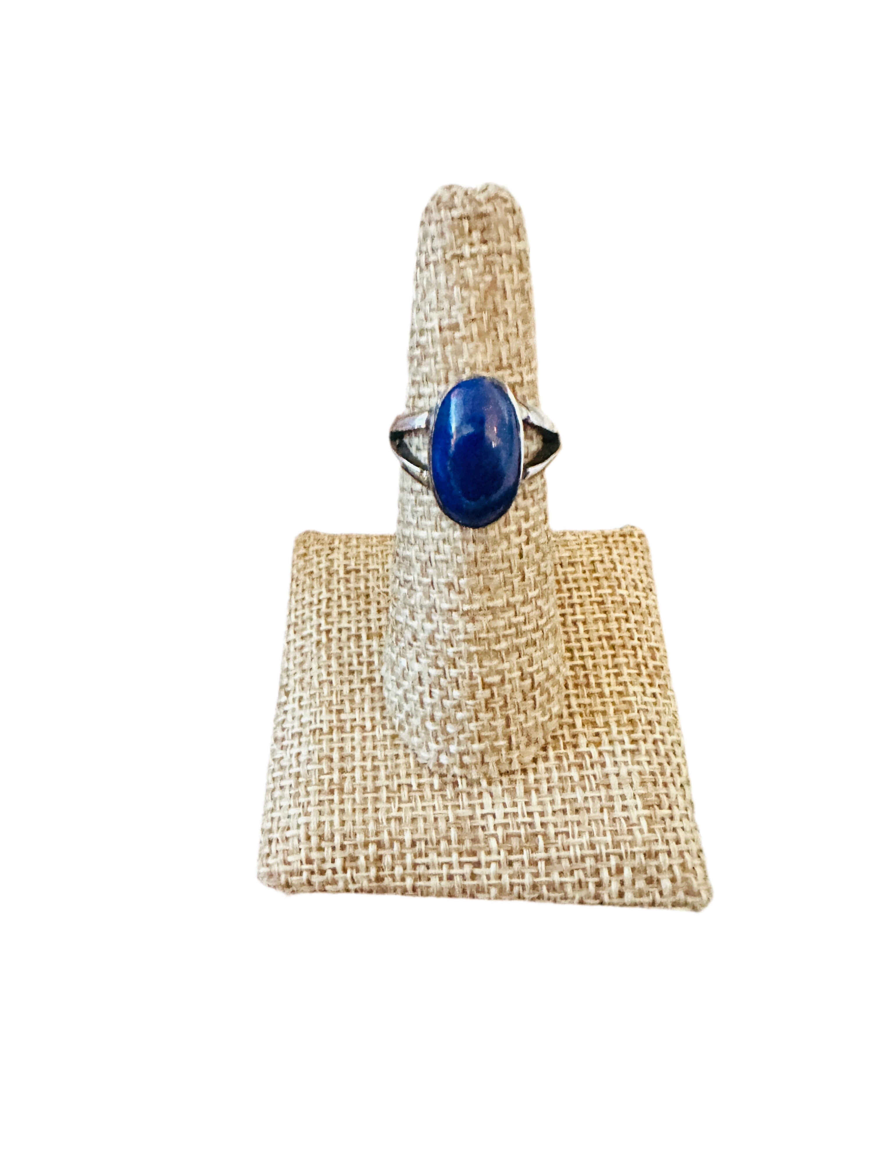 Handcrafted Old Pawn Sterling Silver & Lapis Ring Size 6