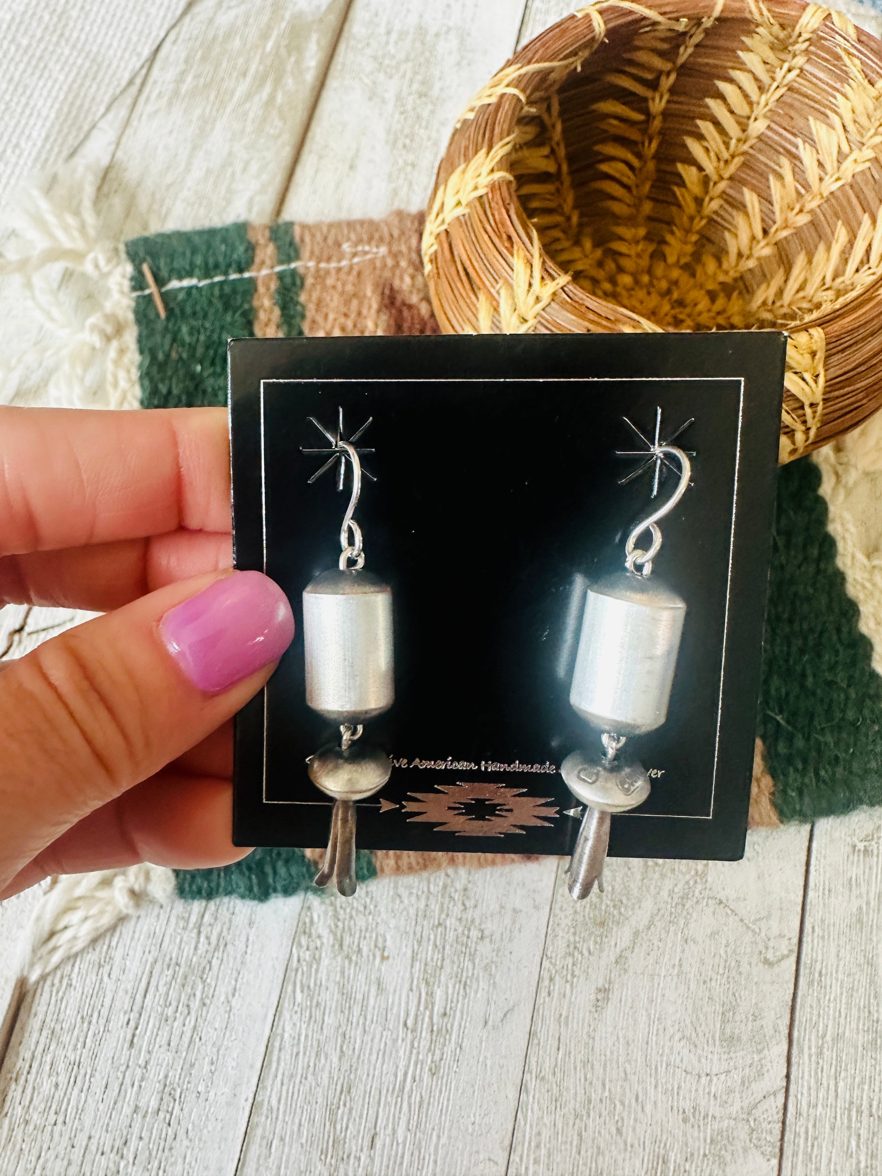 Handcrafted Sterling Silver Beaded Blossom Dangle Earrings