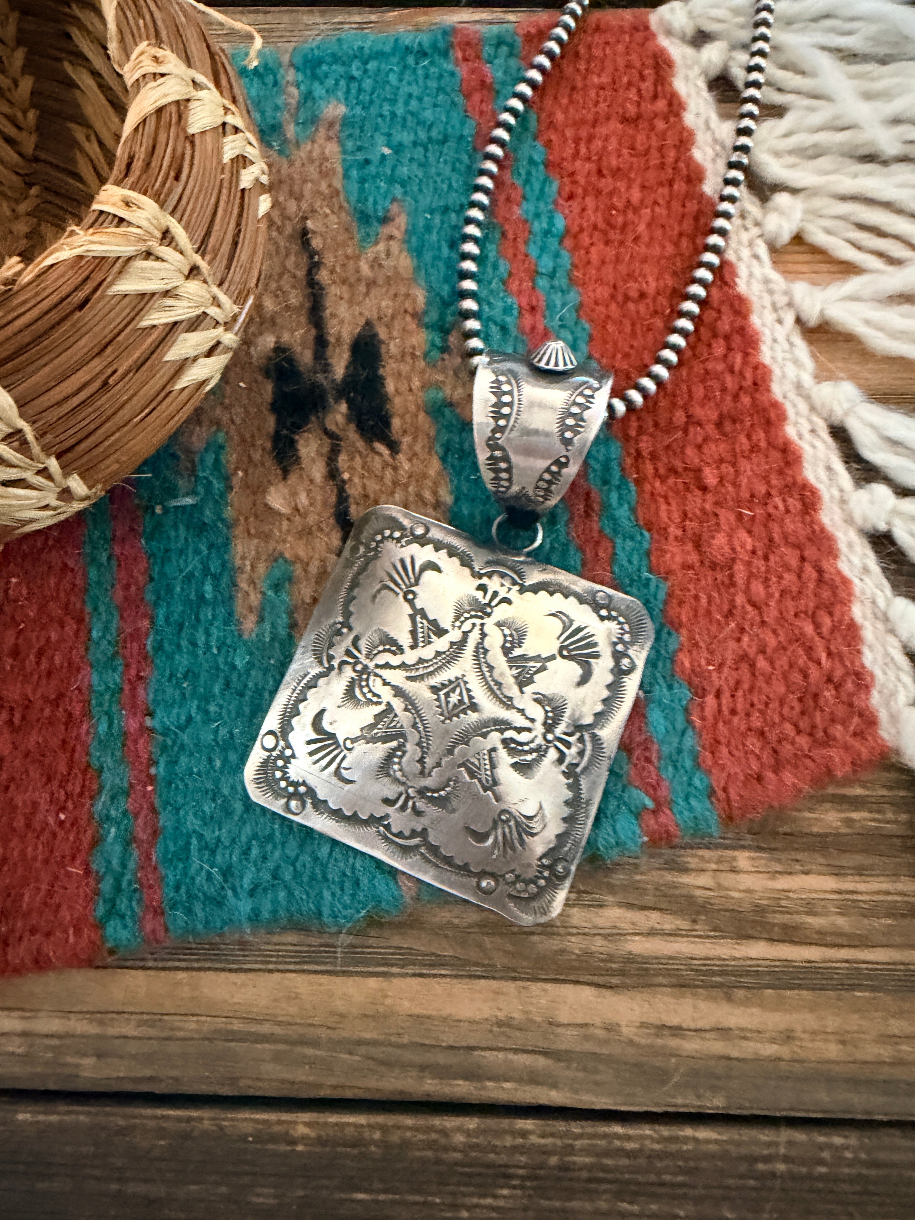 Handcrafted Sterling Silver Concho Pendant by Vincent Platero