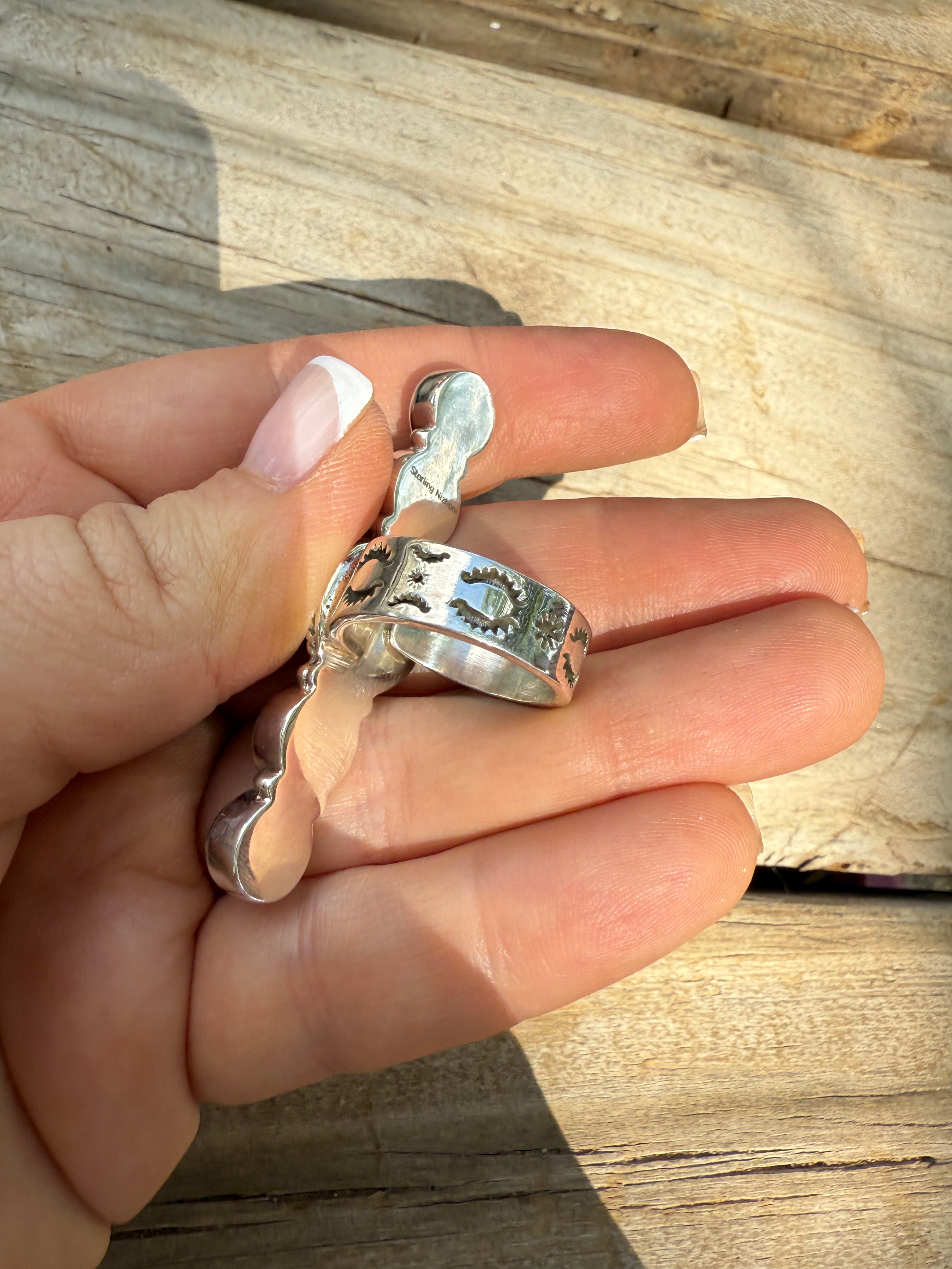 Handmade Palomino Turquoise & Sterling Adjustable 5 Stone Ring